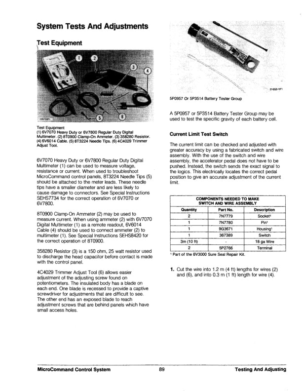 Caterpillar M25D to M50D Lift Trucks Specifications Systems Operation Testing and Adjusting SENB8455-01-4