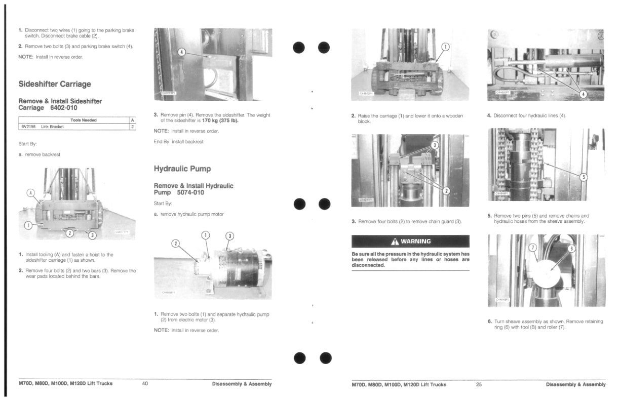 Caterpillar M70D to M120D Lift Trucks Disassembly and Assembly SENB8469 4 Caterpillar M70D to M120D Lift Trucks Disassembly and Assembly SENB8469-4