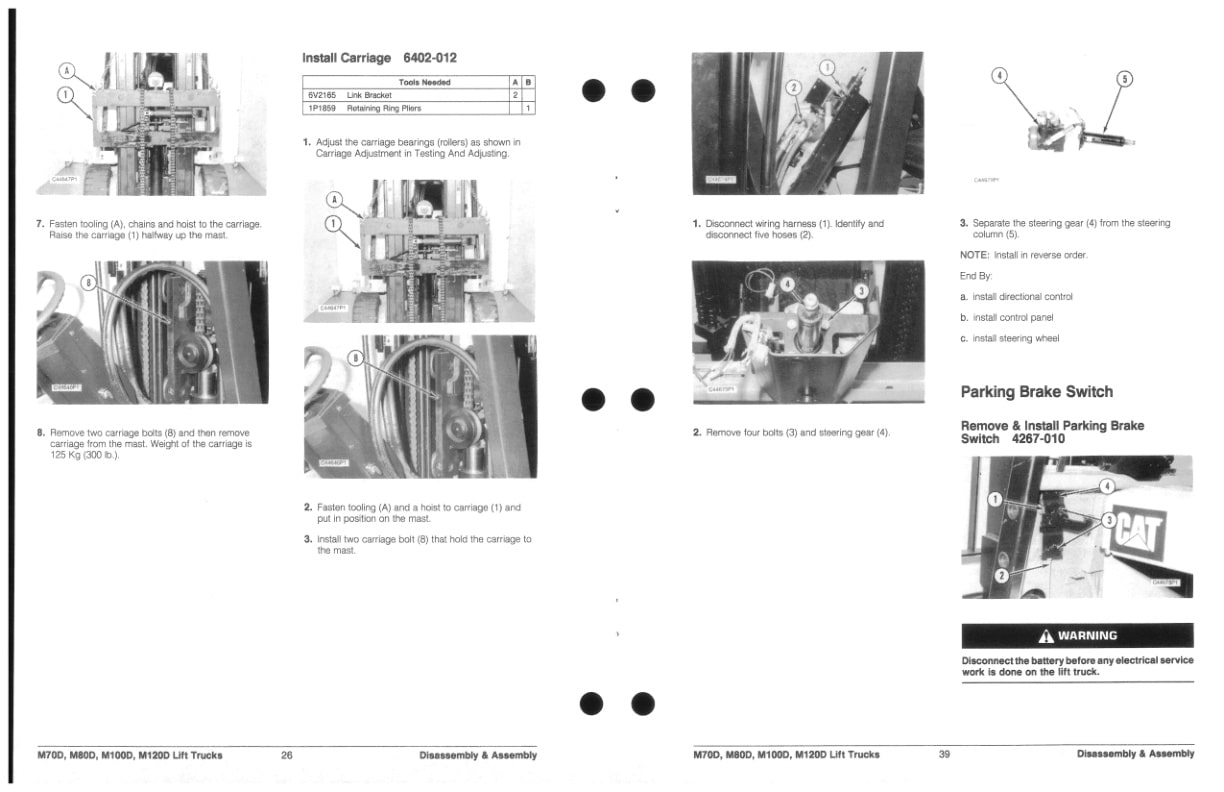 Caterpillar M70D to M120D Lift Trucks Disassembly and Assembly SENB8469 5 Caterpillar M70D to M120D Lift Trucks Disassembly and Assembly SENB8469-5