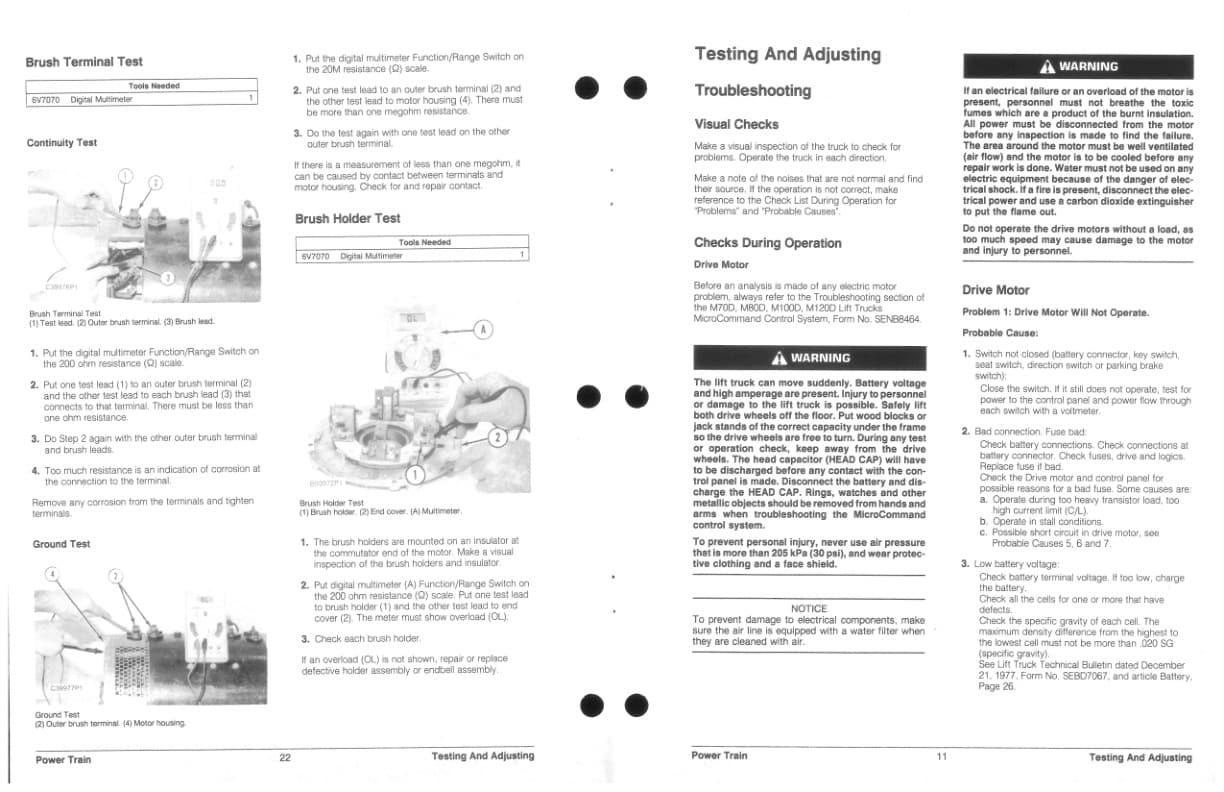 Caterpillar M70D to M120D Lift Trucks Power Train Specifications Systems Operation Testing and Adjusting SENB8467 3 Caterpillar M70D to M120D Lift Trucks Power Train Specifications Systems Operation Testing and Adjusting SENB8467-3