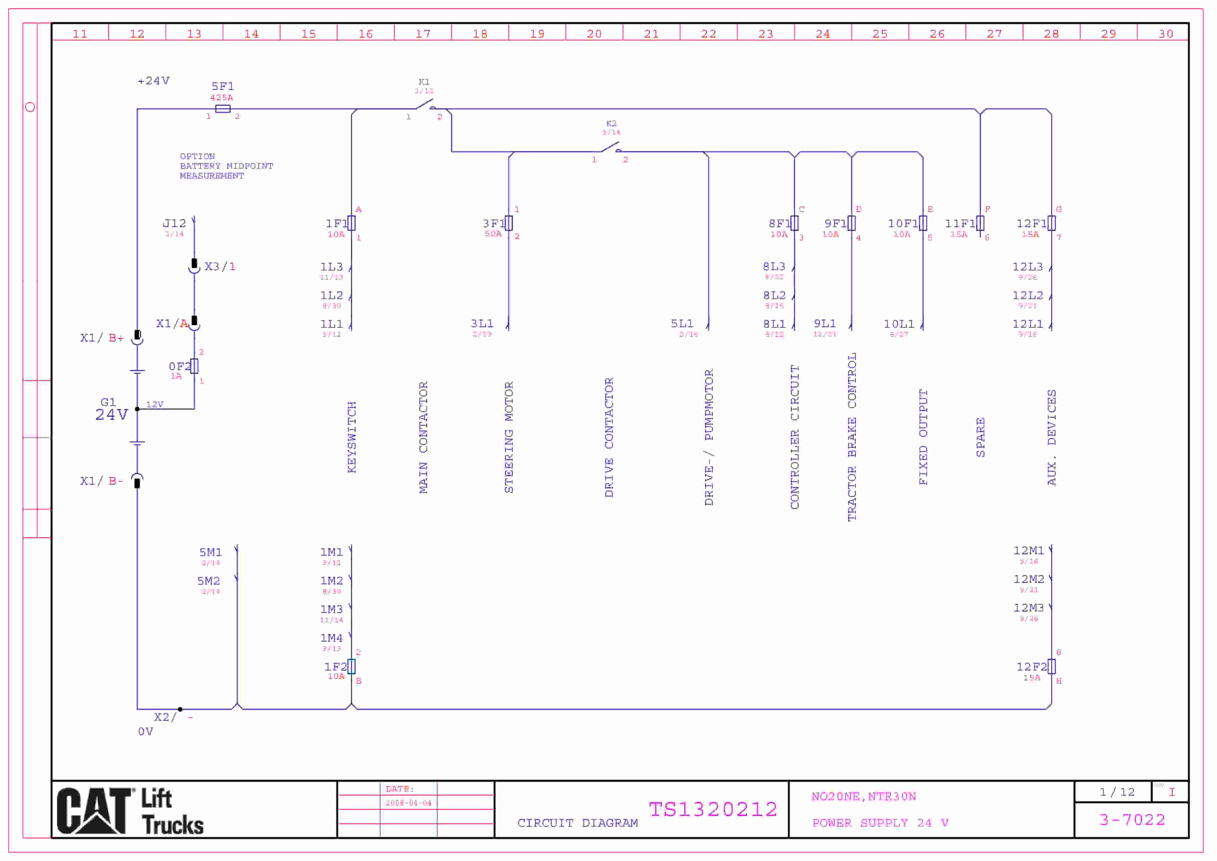 Caterpillar NO20NE, NTR30N Electrical Diagrams TS1320212