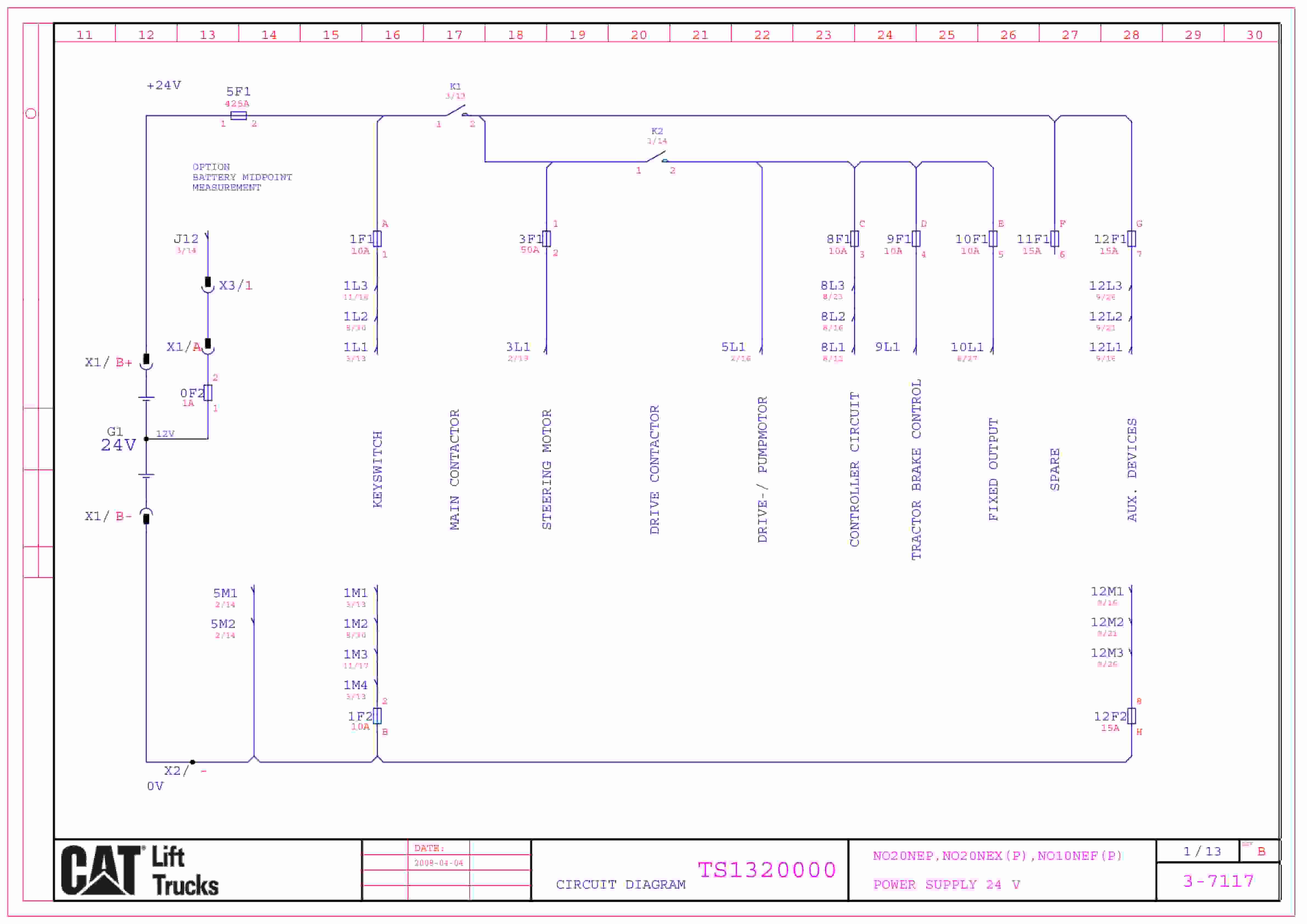 Caterpillar NO20NEP, NO20NEX(P), NO10NEF(P) Electrical Diagrams TS1320000