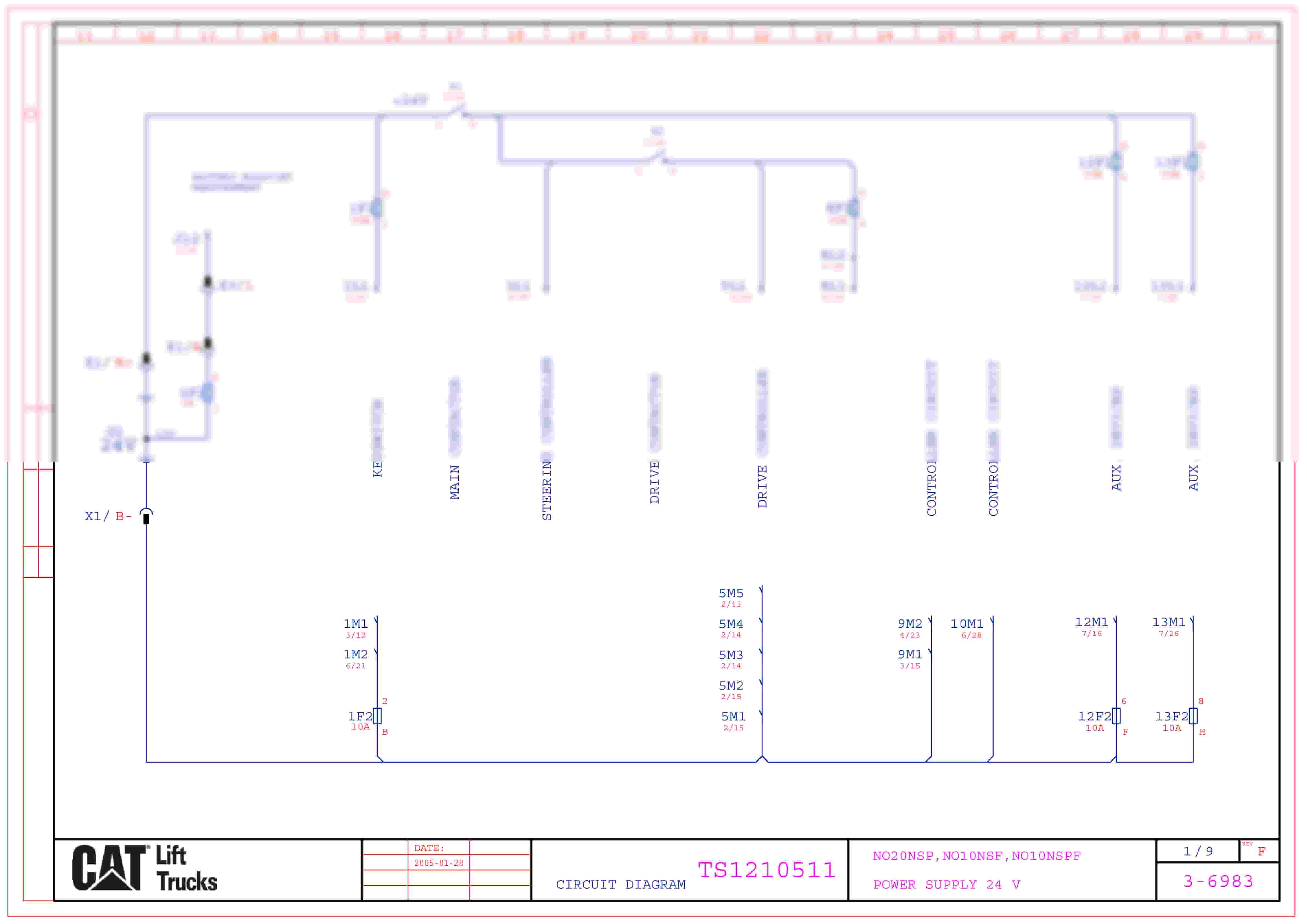 Caterpillar NO20NSP, NO10NSF, NO10NSPF Electrical Diagrams TS1210511