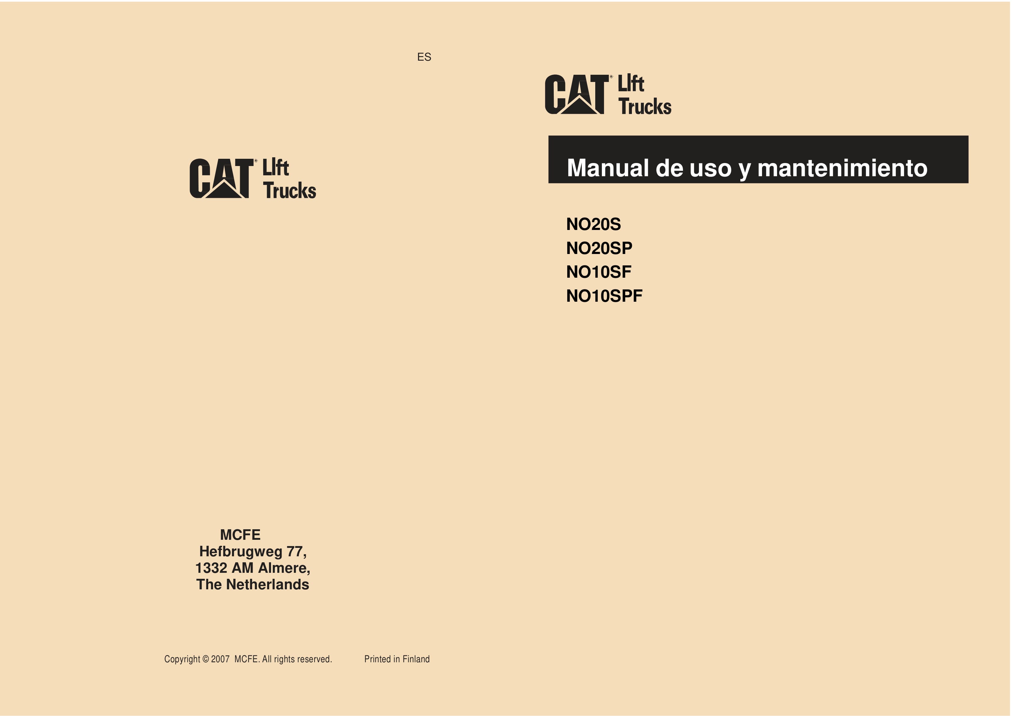Caterpillar NO20S, NO20SP, NO10SF, NO10SPF Operation and Maintenance Manual WHOMM0021 DE