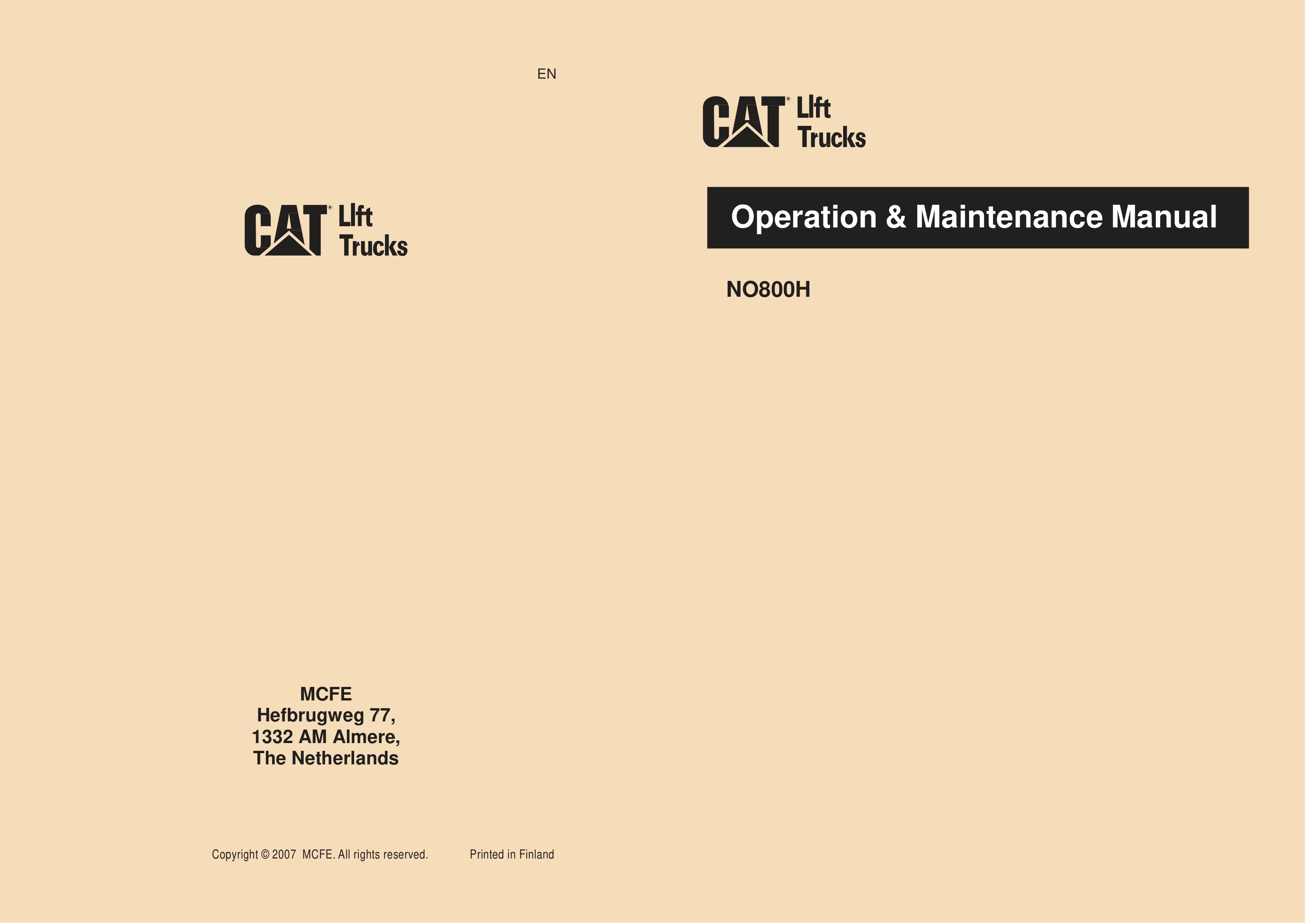 Caterpillar NO800H Operation and Maintenance Manual WHOMM0027 DE