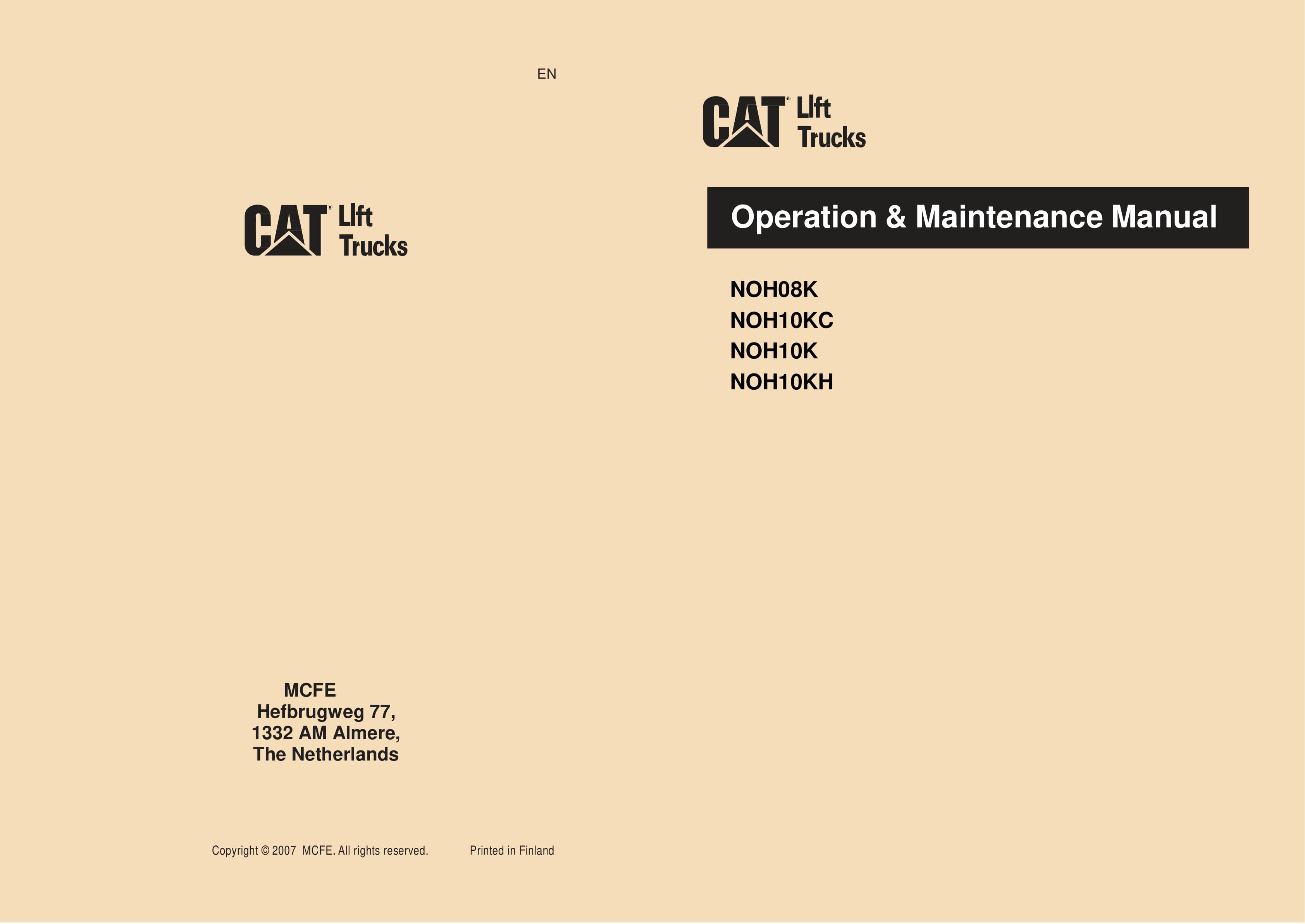 Caterpillar NOH08K, NOH10KC, NOH10K, NOH10KH Operation and Maintenance Manual WHOMM0019 FR
