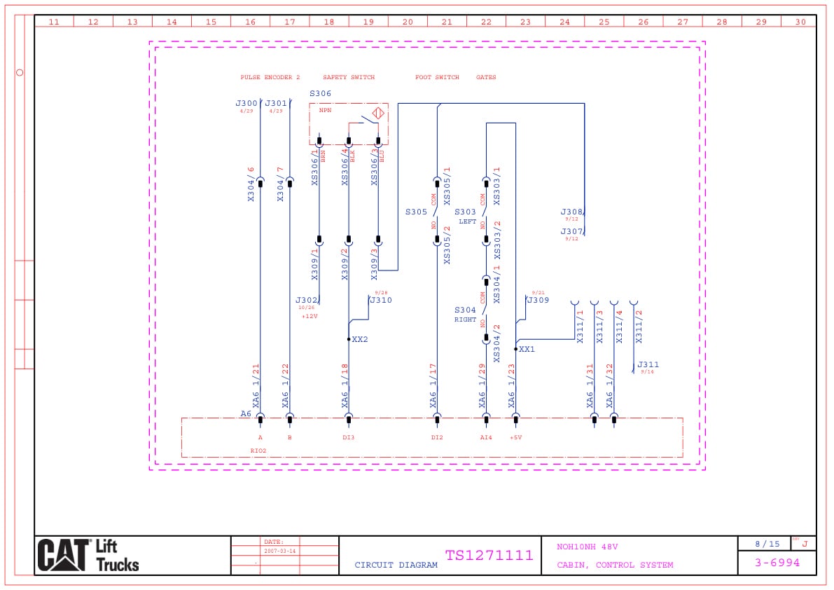 Alternative view of Caterpillar NOH10NH 48V Electrical Diagrams TS1270911