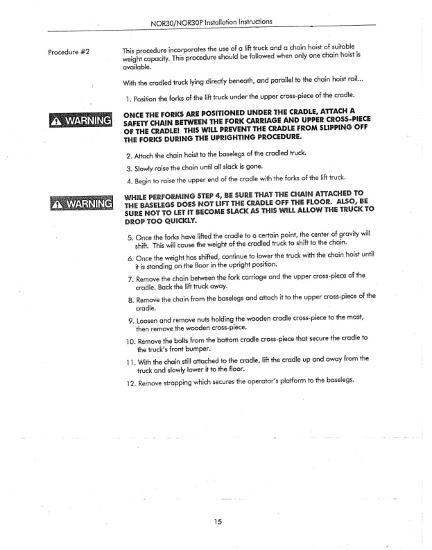 Caterpillar NOR30, NOR30P Orderpickers Installation Instructions Service Manual SENB8532-2