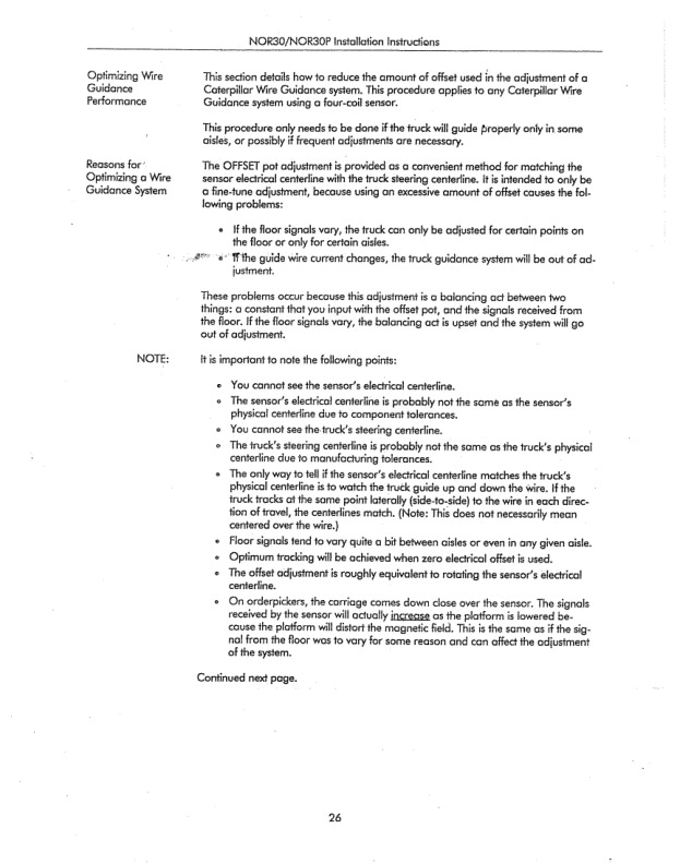 Caterpillar NOR30, NOR30P Orderpickers Installation Instructions Service Manual SENB8532-5