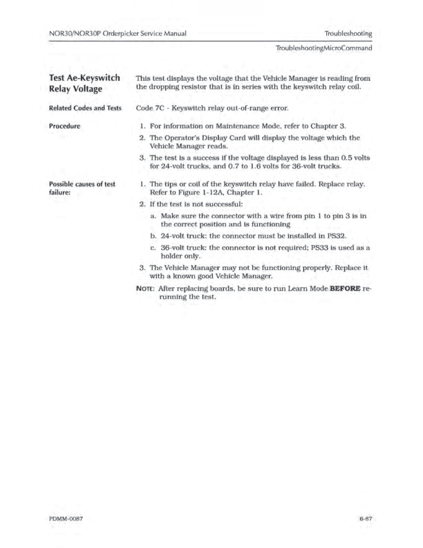 Caterpillar NOR30, NOR30P Orderpickers Service Manual SENB2735-01-3