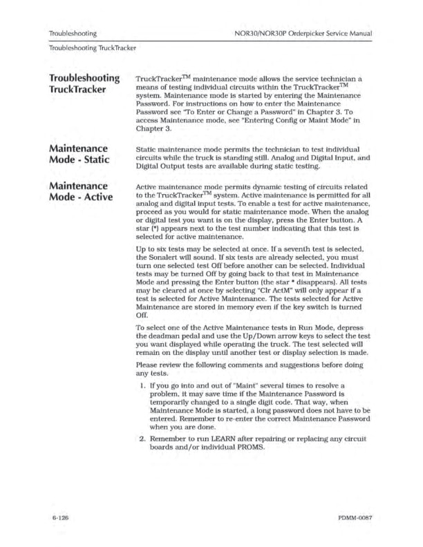 Caterpillar NOR30, NOR30P Orderpickers Service Manual SENB2735-01-4