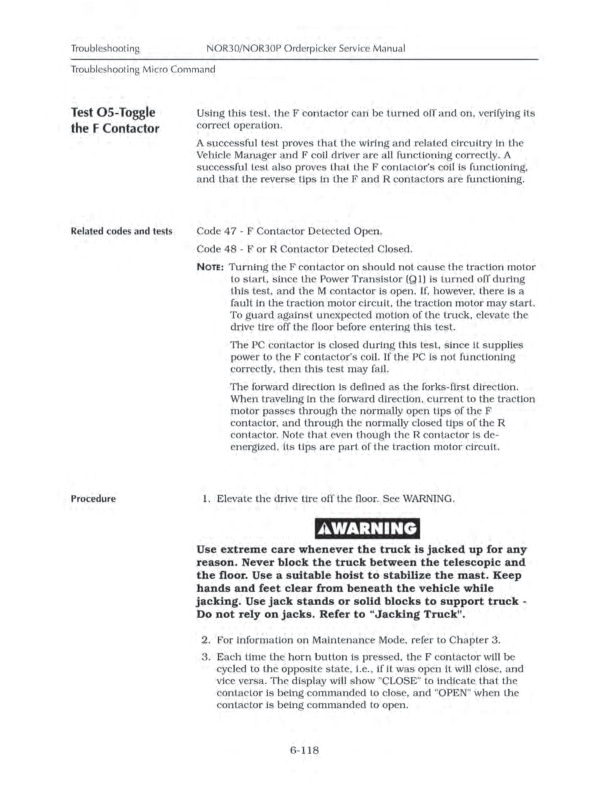 Caterpillar NOR30, NOR30P Orderpickers Service Manual SENB8548-4