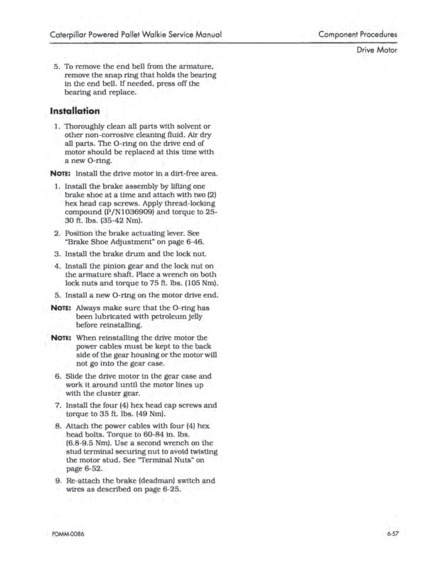 Caterpillar NPP40 4.000LB Powered Pallet Walkie Service Manual SENB8549-01-4