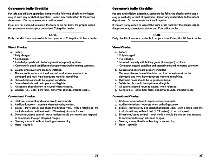 Caterpillar NPP60, NPV60, NPV80, NPC60, NPC80, NDC100 Powered Pallet Walkies Operation and Maintenance Manual SEBU6614-01-3