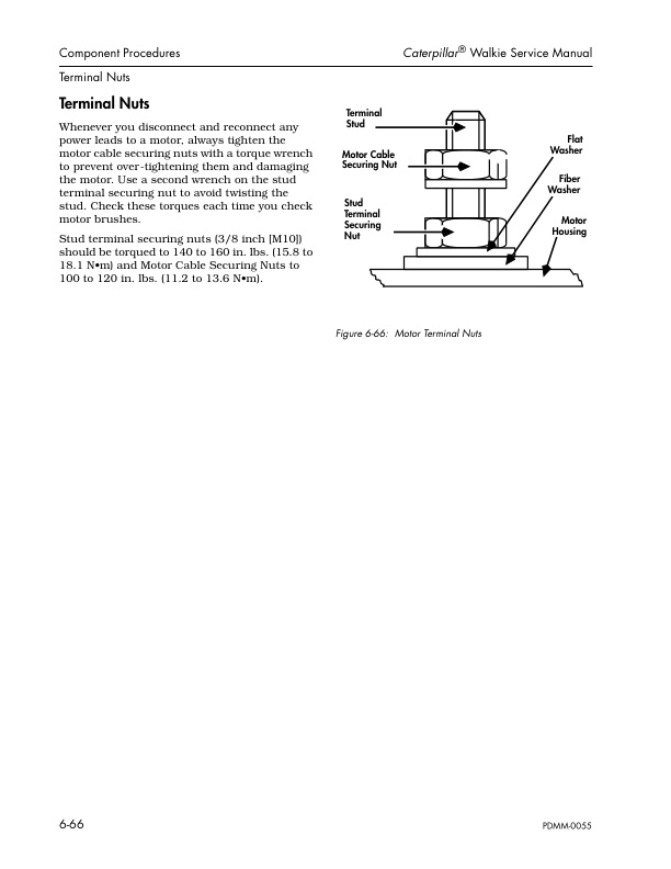 Caterpillar NPP60, NPV60, NPV80, NPC60, NPC80, NDC100 Powered Pallet Walkies Service Manual SENB6616-01-3