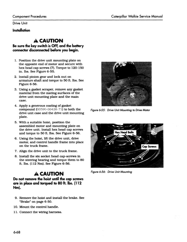 Caterpillar NPP60, NPV60, NPV80, NPC60, NPC80, NDC100 Powered Pallet Walkies Service Manual SENB8554-4