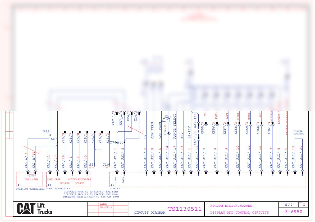 Alternative view of Caterpillar NPR20N, NPS20N, NO20NS Electrical Diagrams TS1130511