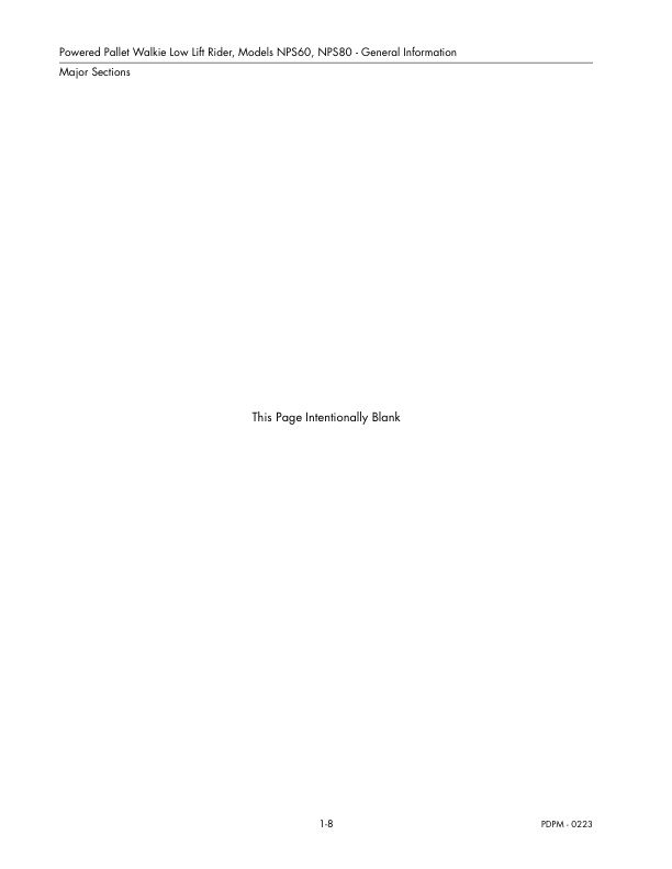 Caterpillar NPS60-80 Powered Pallet Walkie Low Lift Rider Parts Manual SEBN6769-4