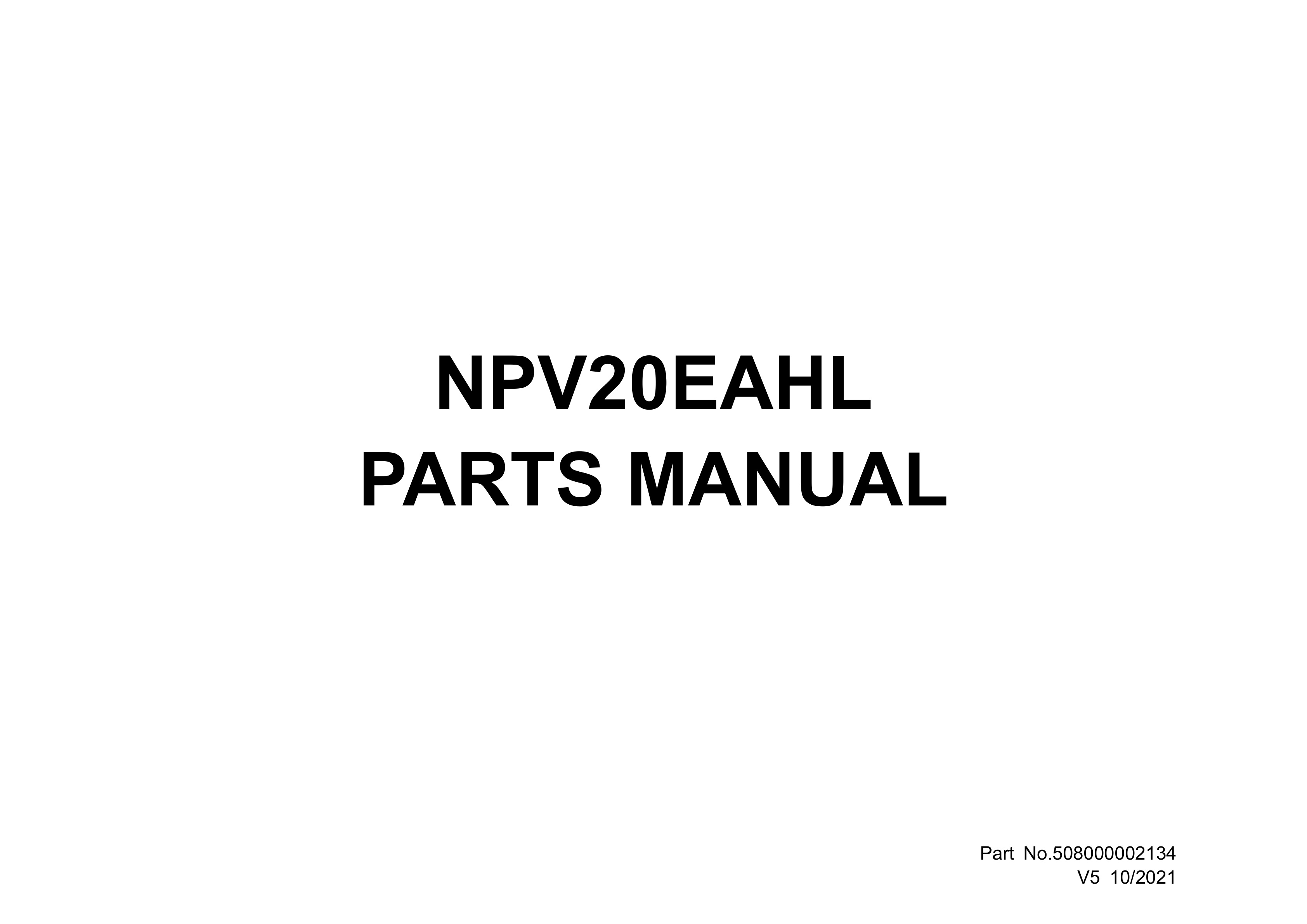 Caterpillar NPV20EAHL Parts Manual