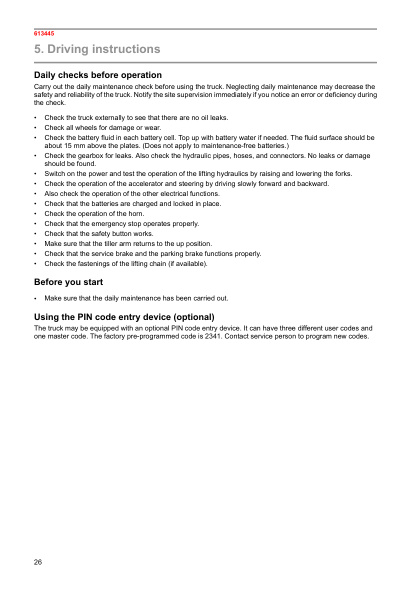 Alternative view of Caterpillar NPV20N2, NPF25N2, NPP20N2R Operation and Maintenance Manual SWHPU-00110