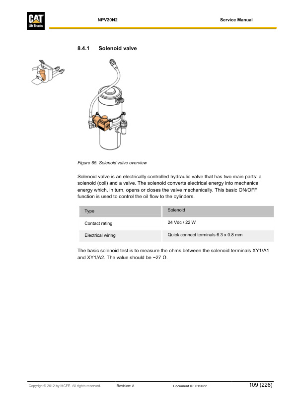 Alternative view of Caterpillar NPV20N2 Service Manual 615022 FR