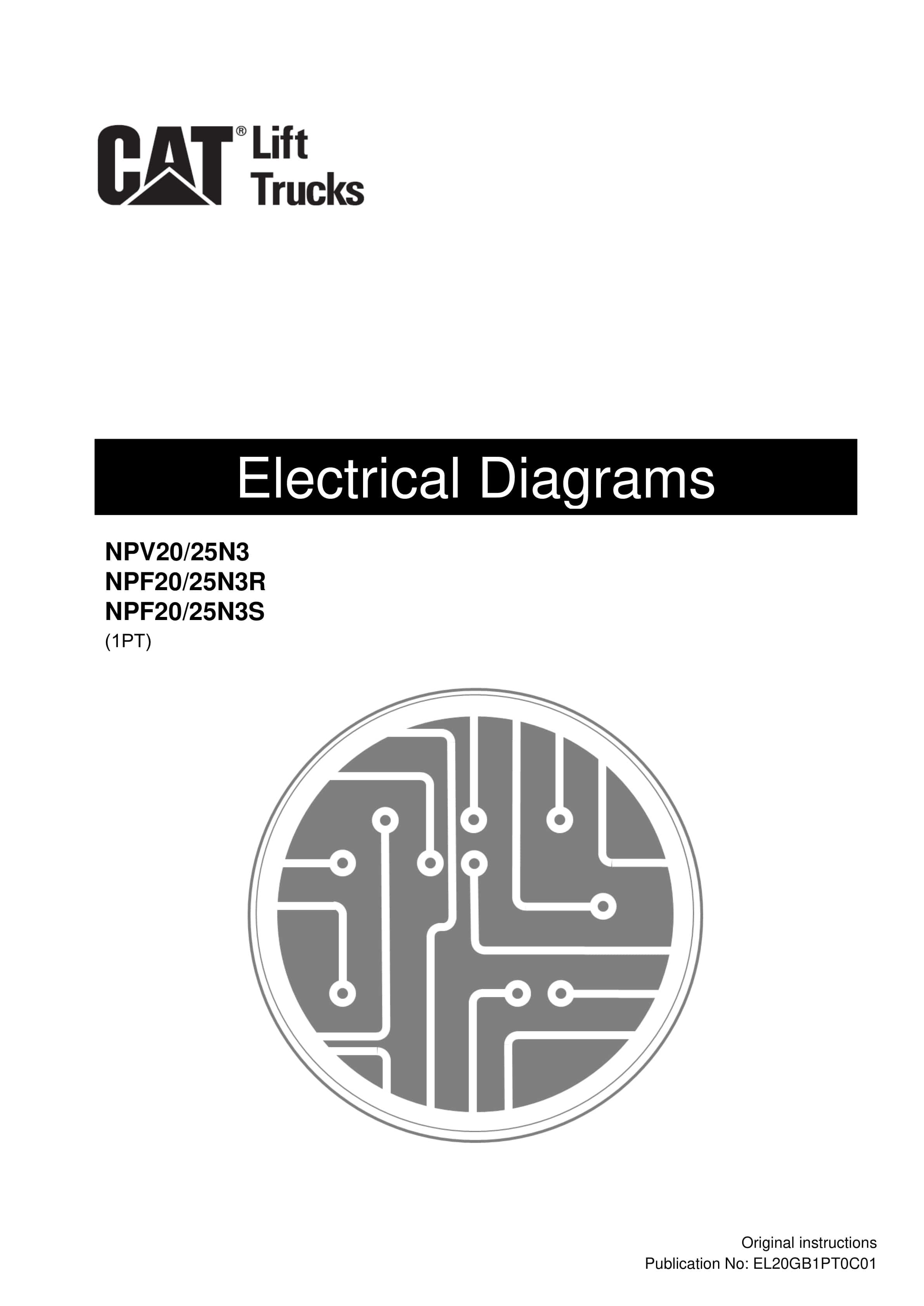 Caterpillar NPV20N3, NPV25N3, NPF20N3R, NPF25N3R, NPF20N3S, NPF25N3S Electrical Diagrams EL20GB1PT0C01
