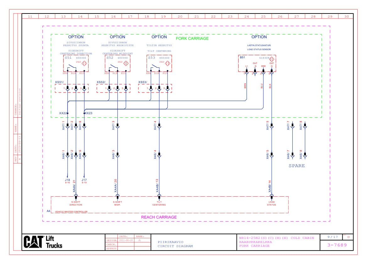 Alternative view of Caterpillar NR14-25N2(S)(C)(H)(X) Cold Cabin Electrical Diagrams TS1380000-D