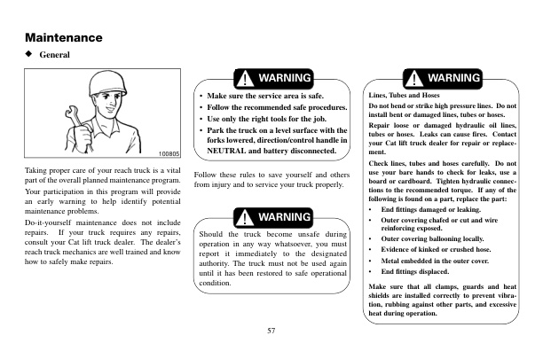 Caterpillar NR3000-24V to NS4000-36V Operation and Maintenance Manual SEBU2900-03 4 Caterpillar NR3000-24V to NS4000-36V Operation and Maintenance Manual SEBU2900-03-4
