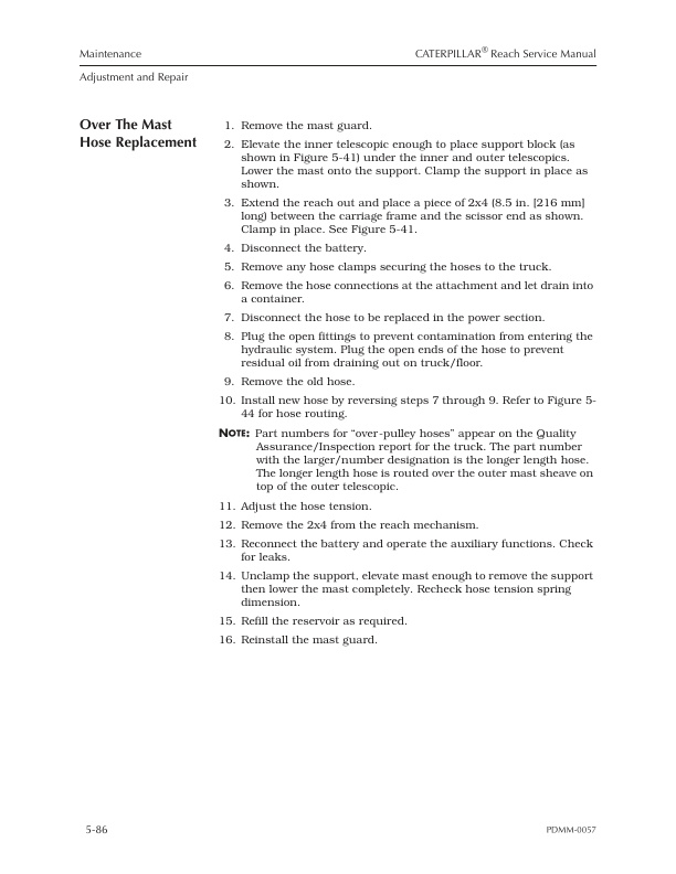 Caterpillar NRR30 to NSR40P Reach Trucks Service Manual SENB8550-02 2 Caterpillar NRR30 to NSR40P Reach Trucks Service Manual SENB8550-02-2