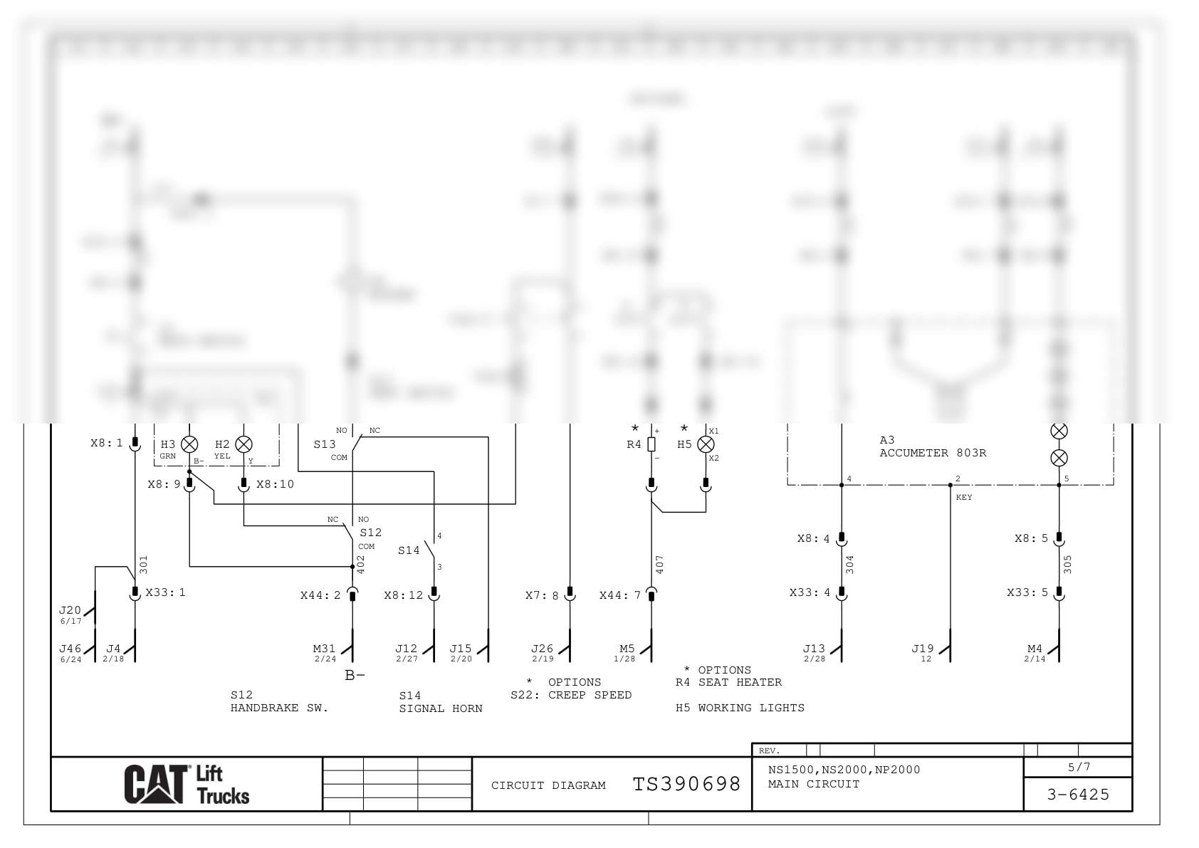 Caterpillar NS1500, NS2000, NP2000 Power Supplies Electrical Diagrams TS390698-3
