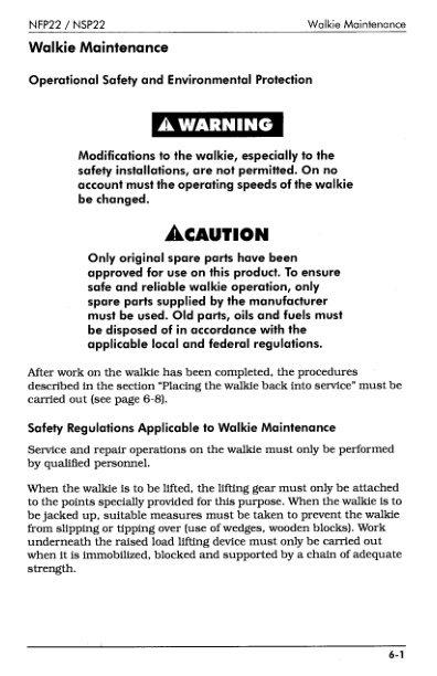 Caterpillar NSP22, NFP22 Operation and Maintenance, Parts and Service Manual SEBN2734-01 5 Caterpillar NSP22, NFP22 Operation and Maintenance, Parts and Service Manual SEBN2734-01-5