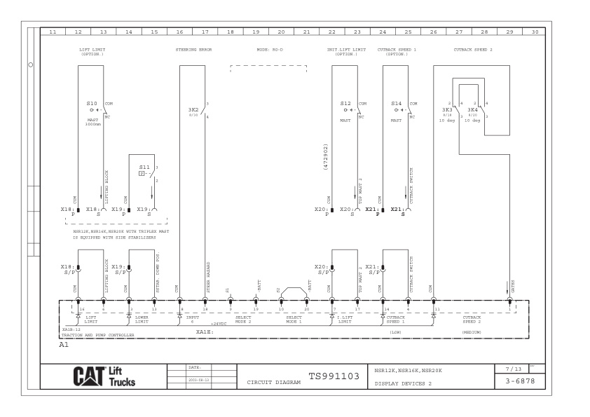 Alternative view of Caterpillar NSR12K, NSR16K, NSR20K Electrical Diagrams TS991103