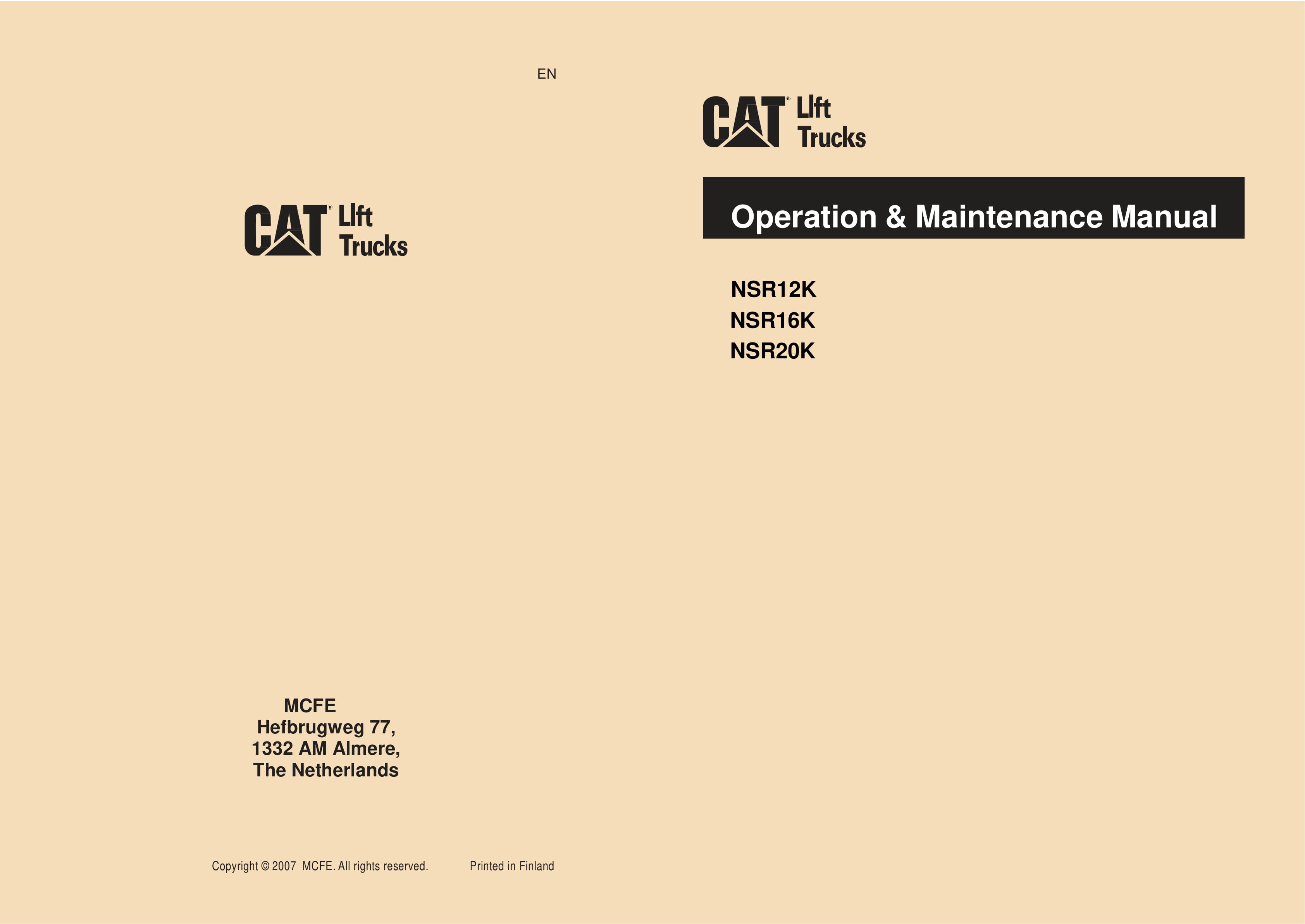 Caterpillar NSR12K, NSR16K, NSR20K Operation and Maintenance Manual WHOMM0017 FR