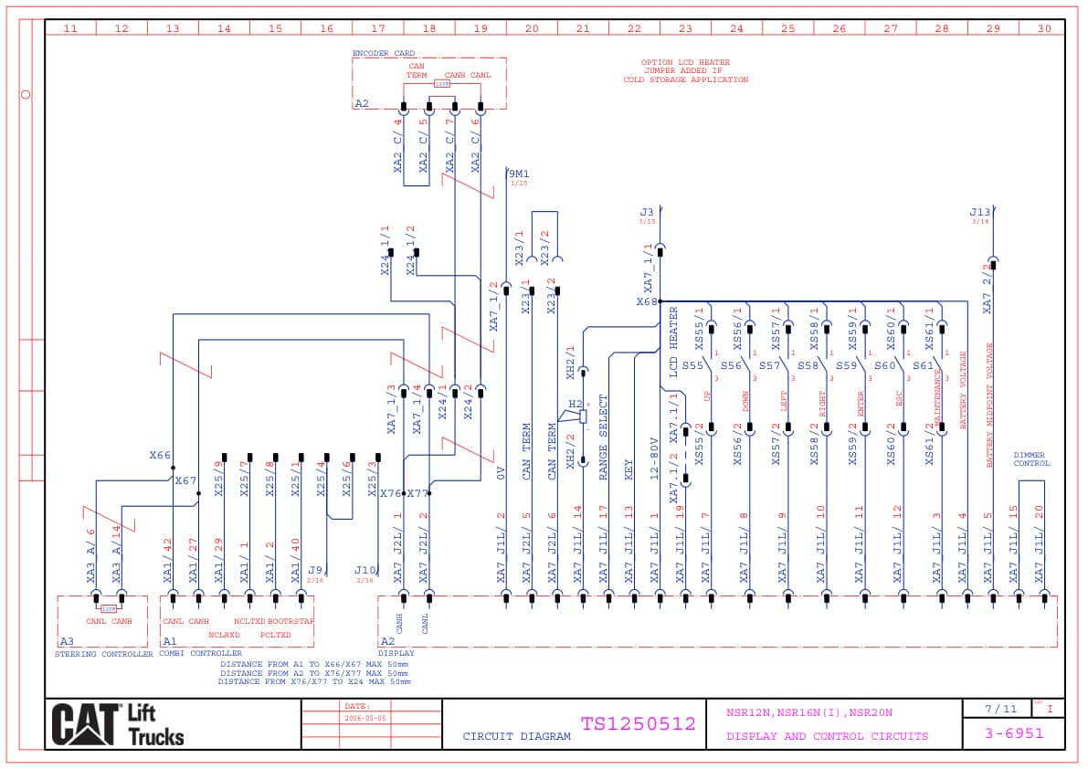 Alternative view of Caterpillar NSR12N, NSR16N(I), NSR20N Electrical Diagrams TS1250512