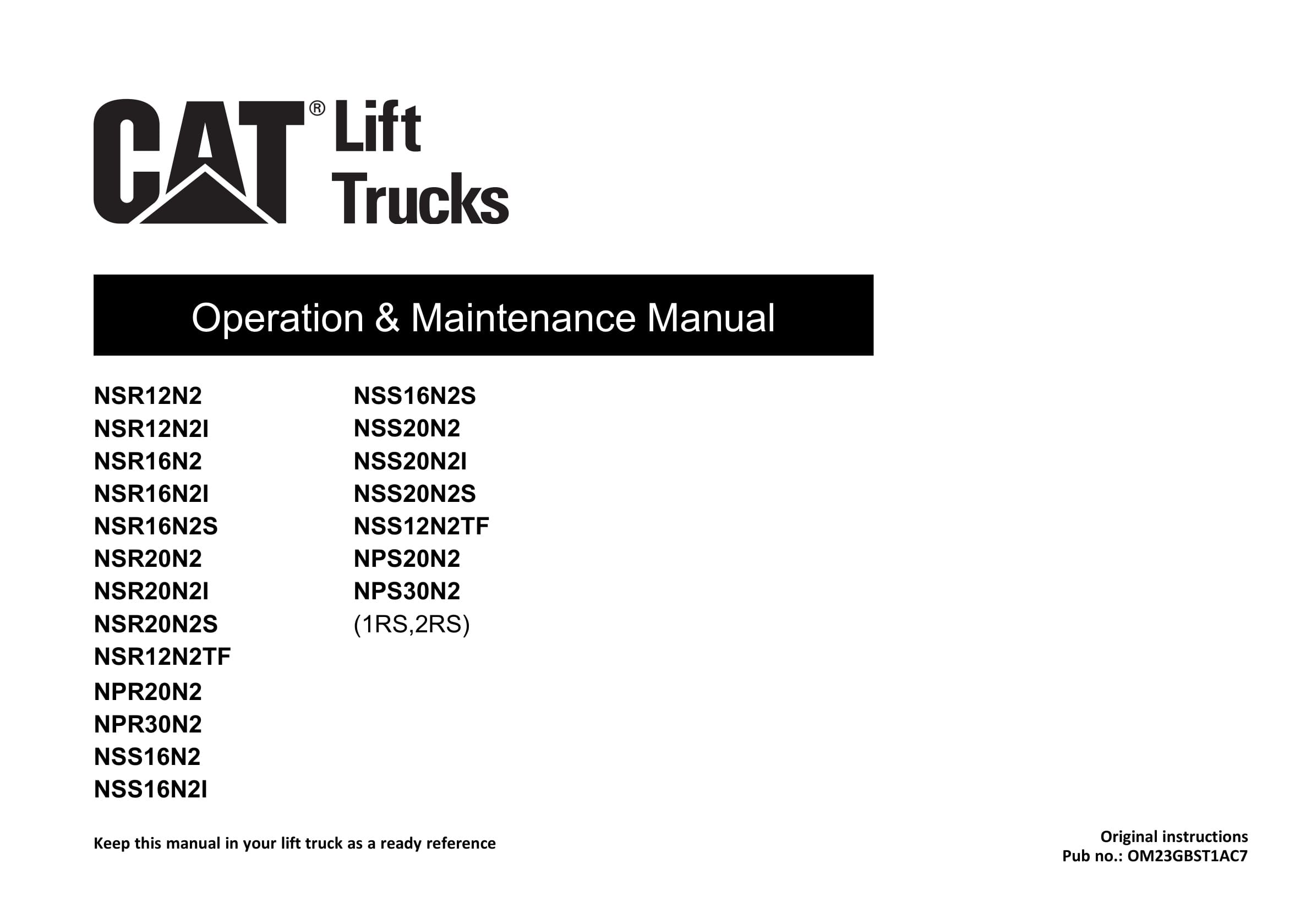 Caterpillar NSR12N2 to NPS30N2 Operation and Maintenance Manual OM23GBST1AC7