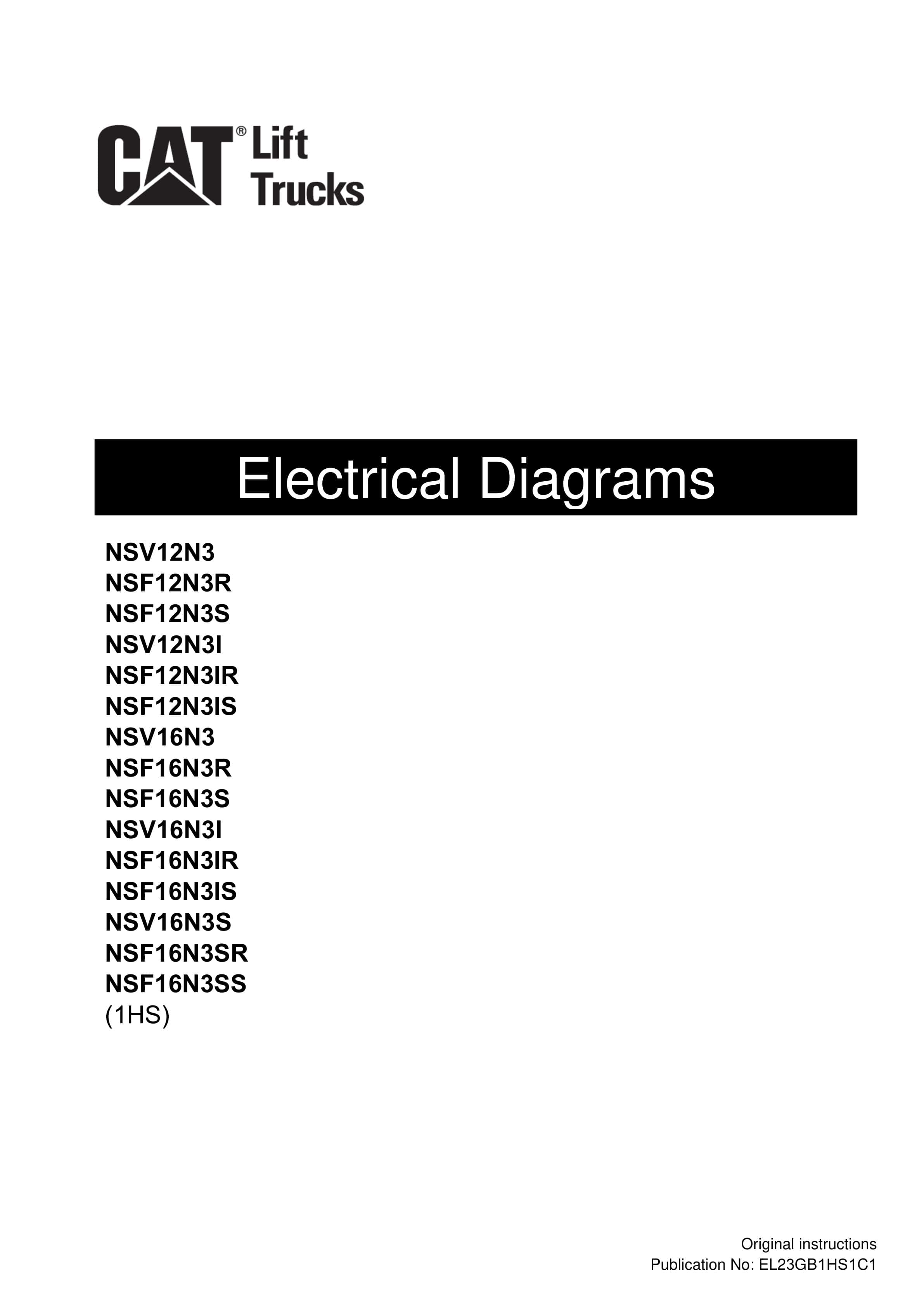 Caterpillar NSV12N3 to NSF16N3SS Electrical Diagrams EL23GB1HS1C1