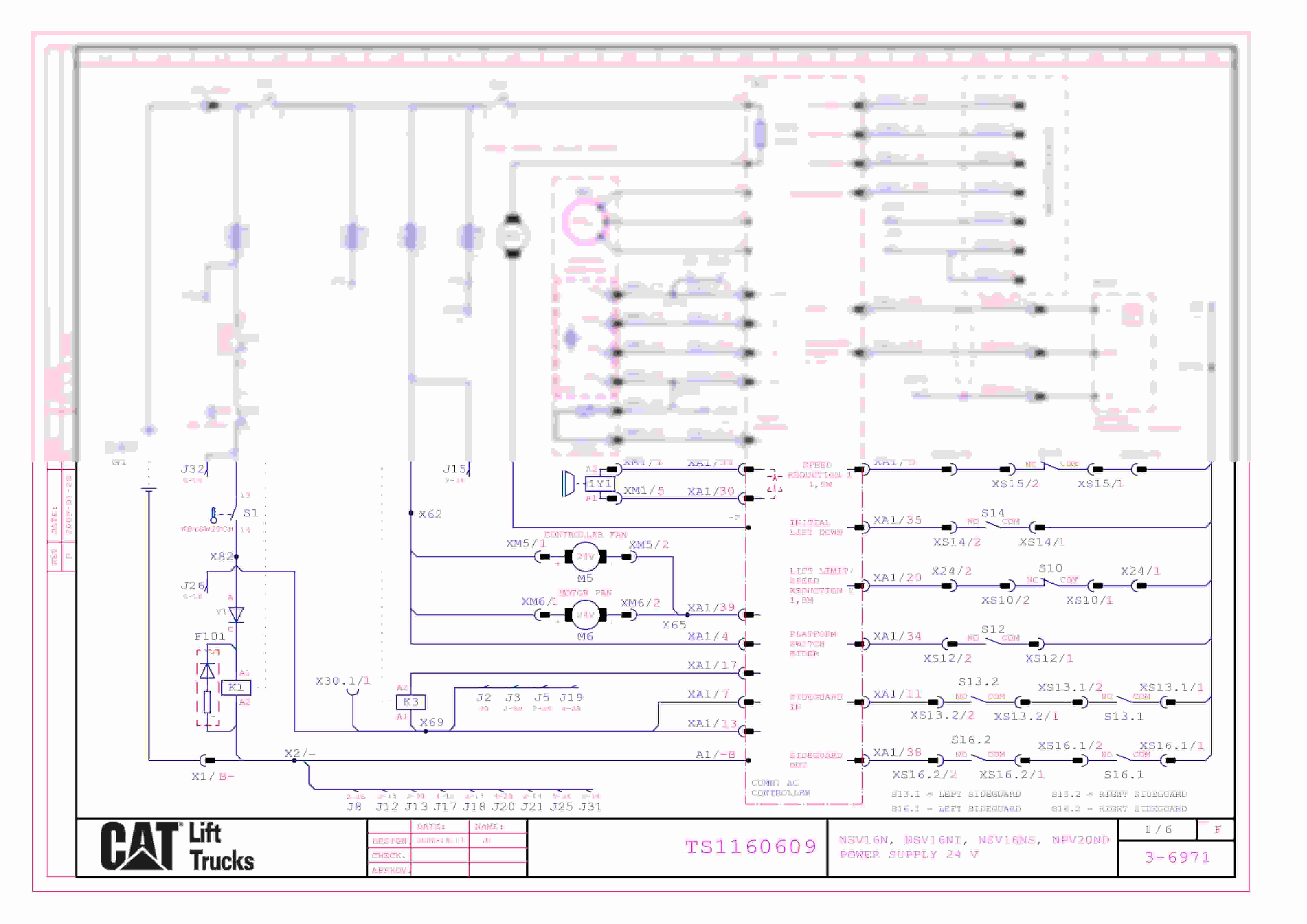 Caterpillar NSV16N, NSV16NI, NSV16NS, NSV20ND Electrical Diagrams TS1160609