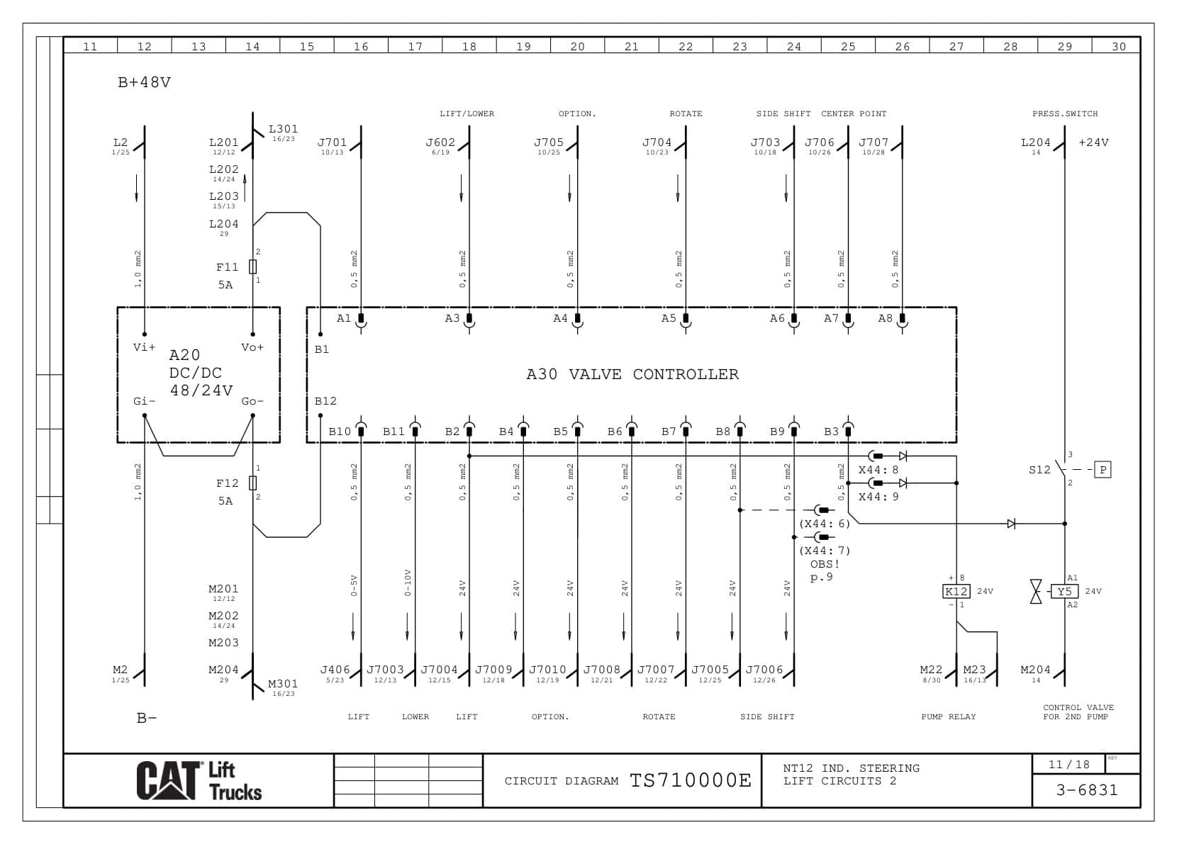 Alternative view of Caterpillar NT12 IND Steering Power Supplies Electrical Diagrams TS710000E