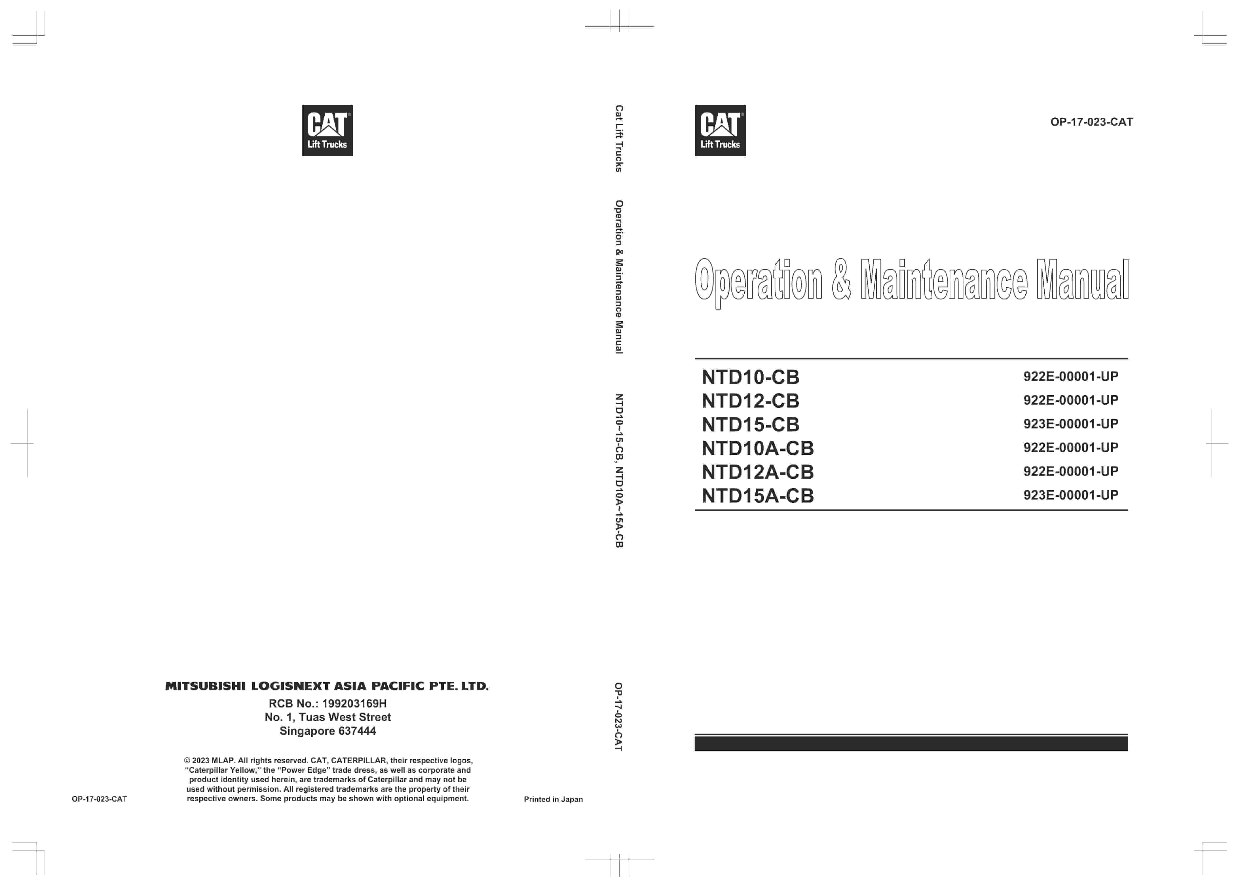 Caterpillar NTD10-CB, NTD12-CB, NTD15-CB, NTD10A-CB, NTD12A-CB, NTD15A-CB Operation and Maintenance Manual OP-17-023-CAT