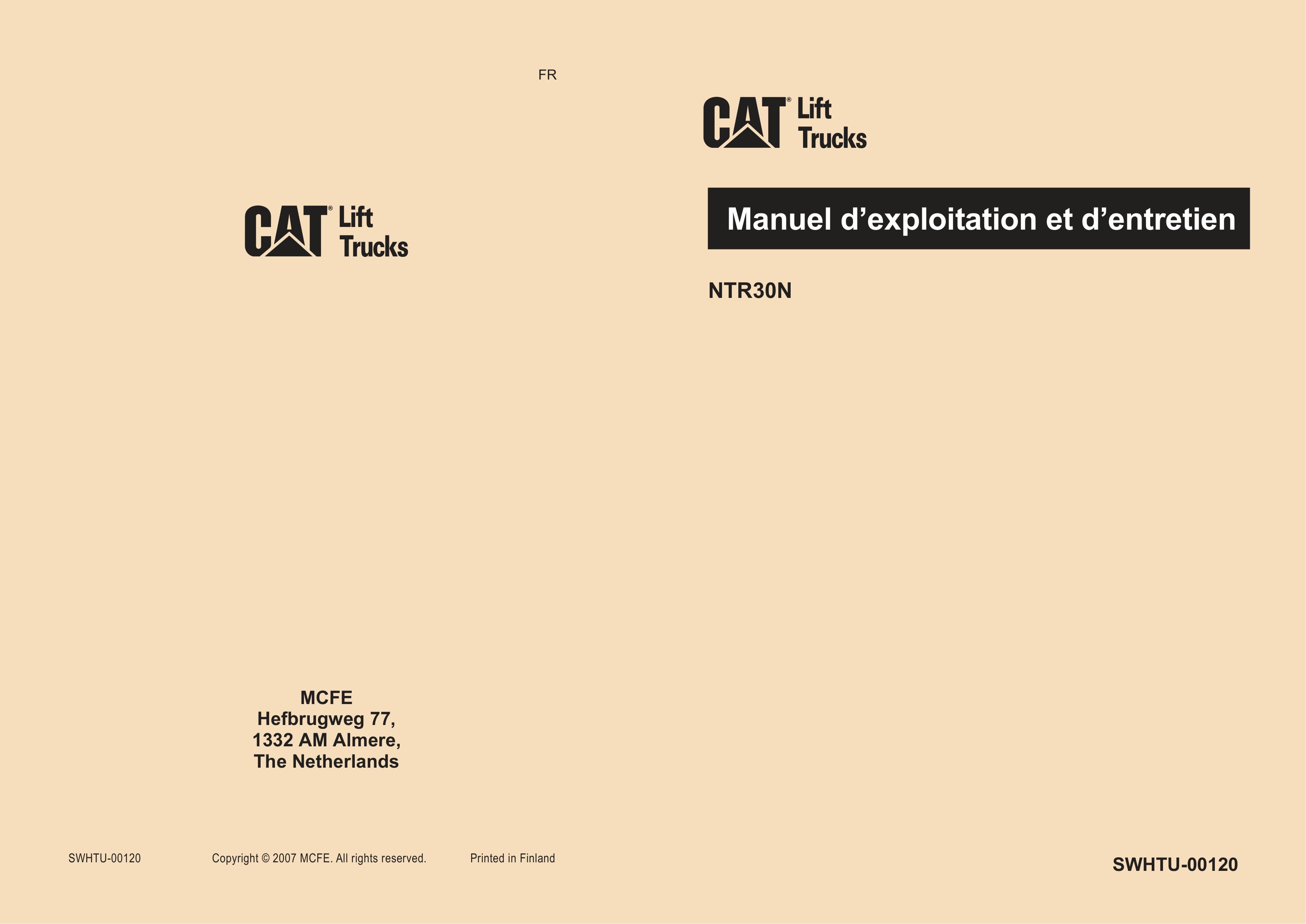 Caterpillar NTR30N Operation and Maintenance Manual SWHTU-00120 FR