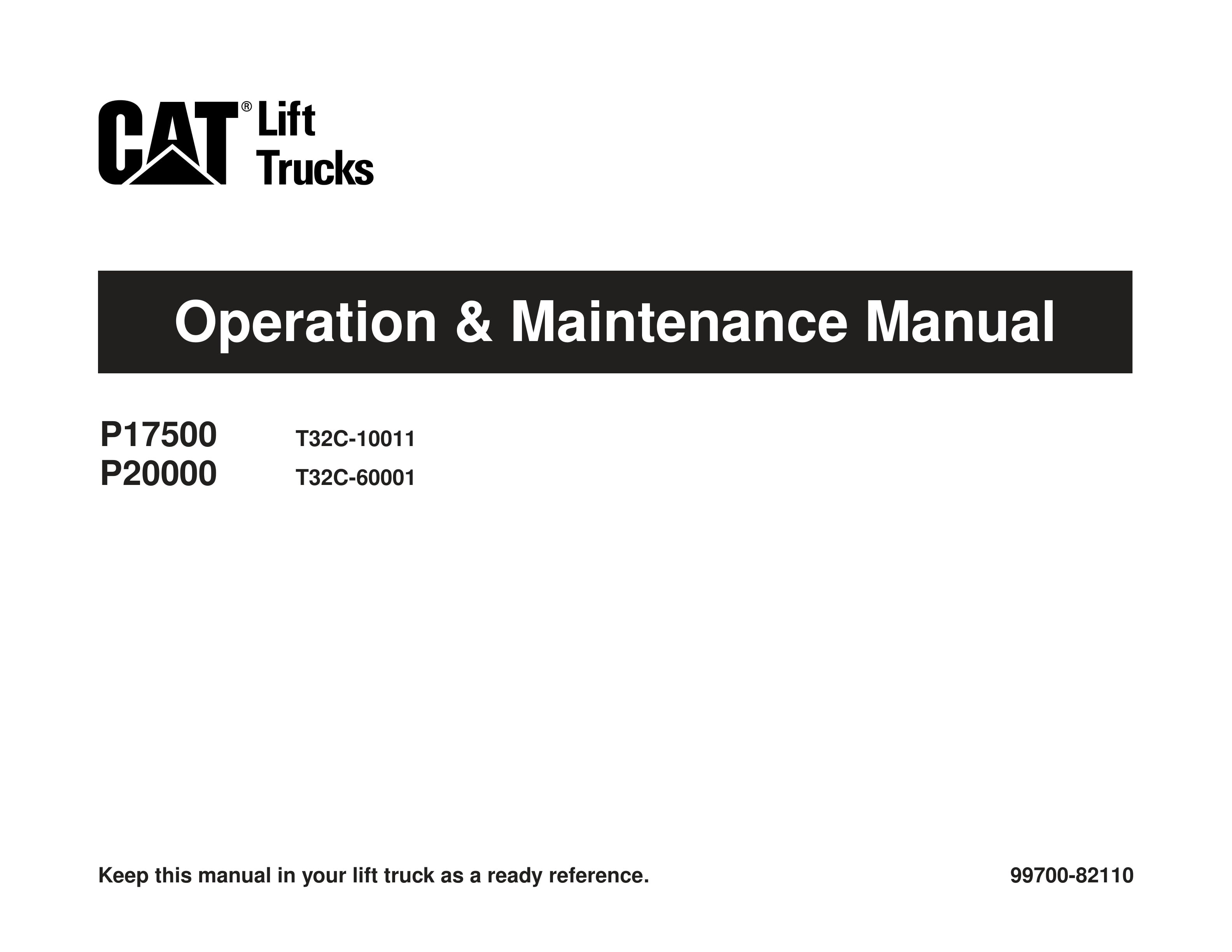 Caterpillar P17500, P20000 Operation and Maintenance Manual 99700-82110