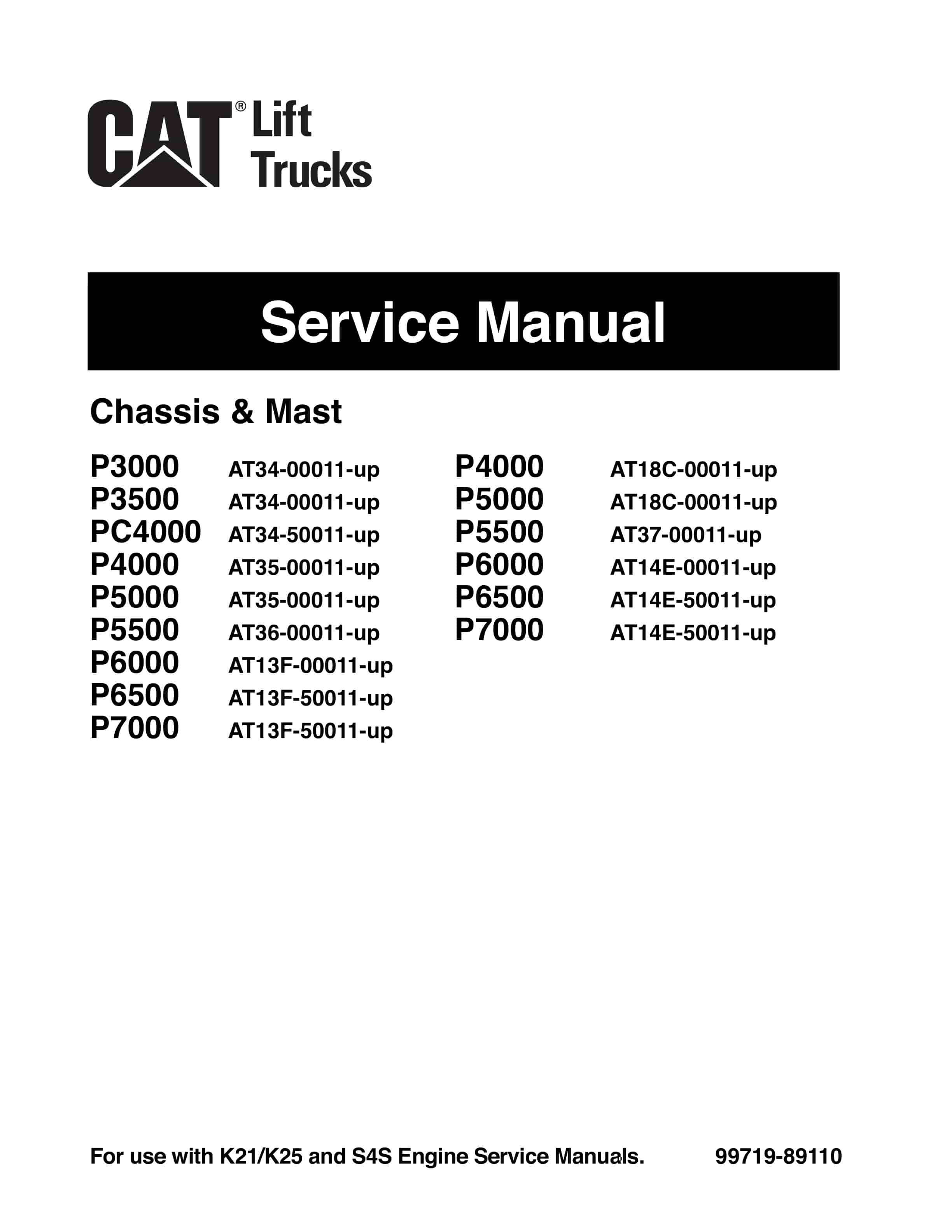 Caterpillar P3000 to P7000 Chassis and Mast Service Manual 99719-89110