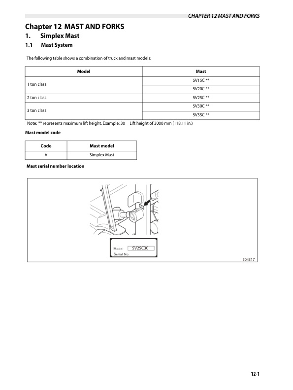 Caterpillar P3000 to P7000 Chassis and Mast Service Manual 99719-89140 4 Caterpillar P3000 to P7000 Chassis and Mast Service Manual 99719-89140 - Image 4