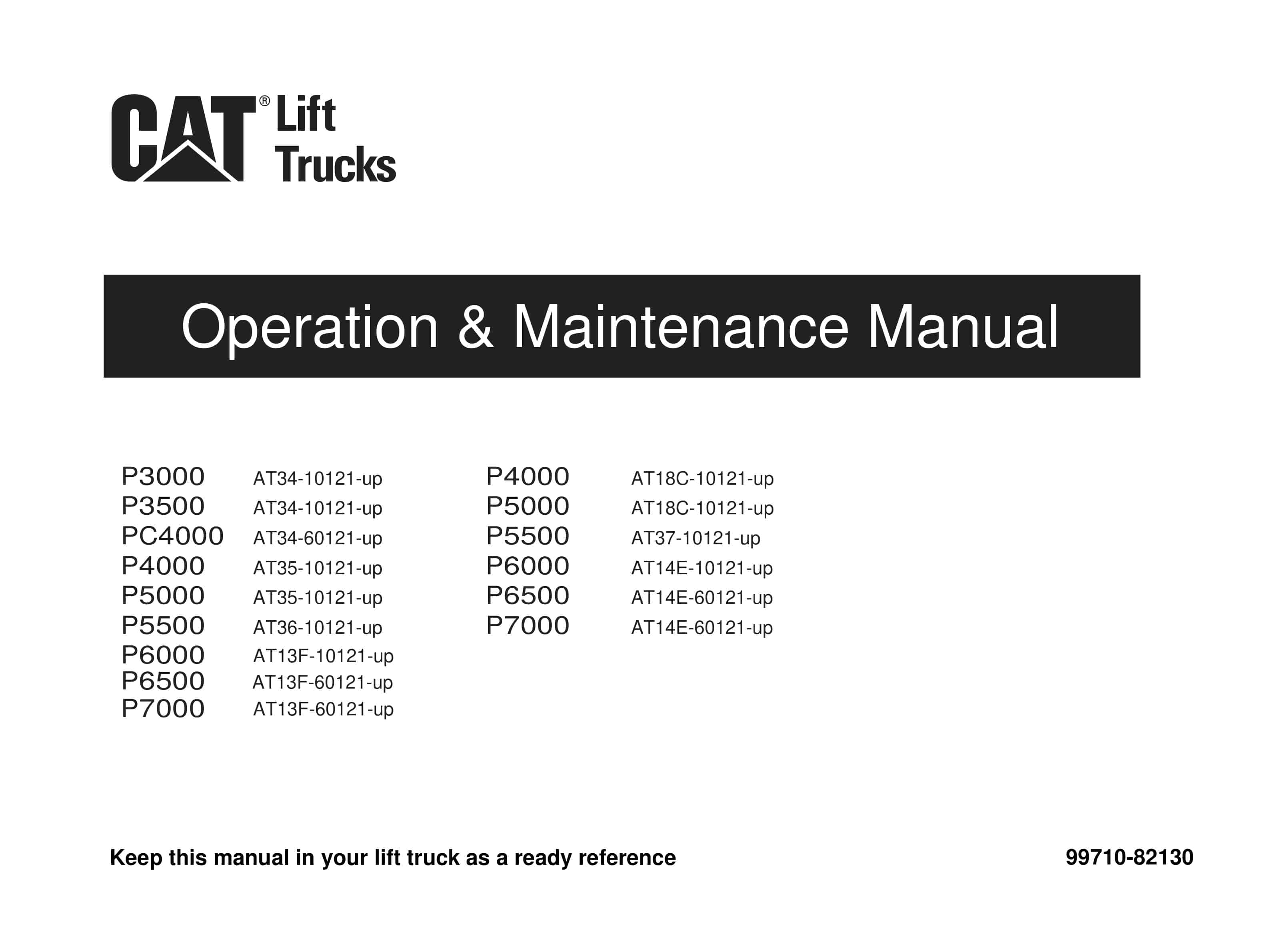 Caterpillar P3000 to P7000 Operation and Maintenance Manual 99710-82130