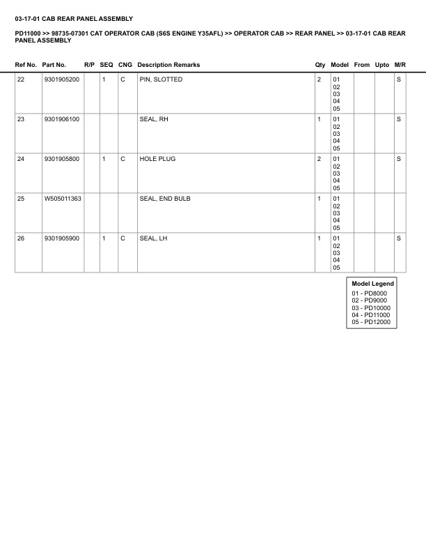 Alternative view of Caterpillar PD11000 Parts Manual 98735-07301