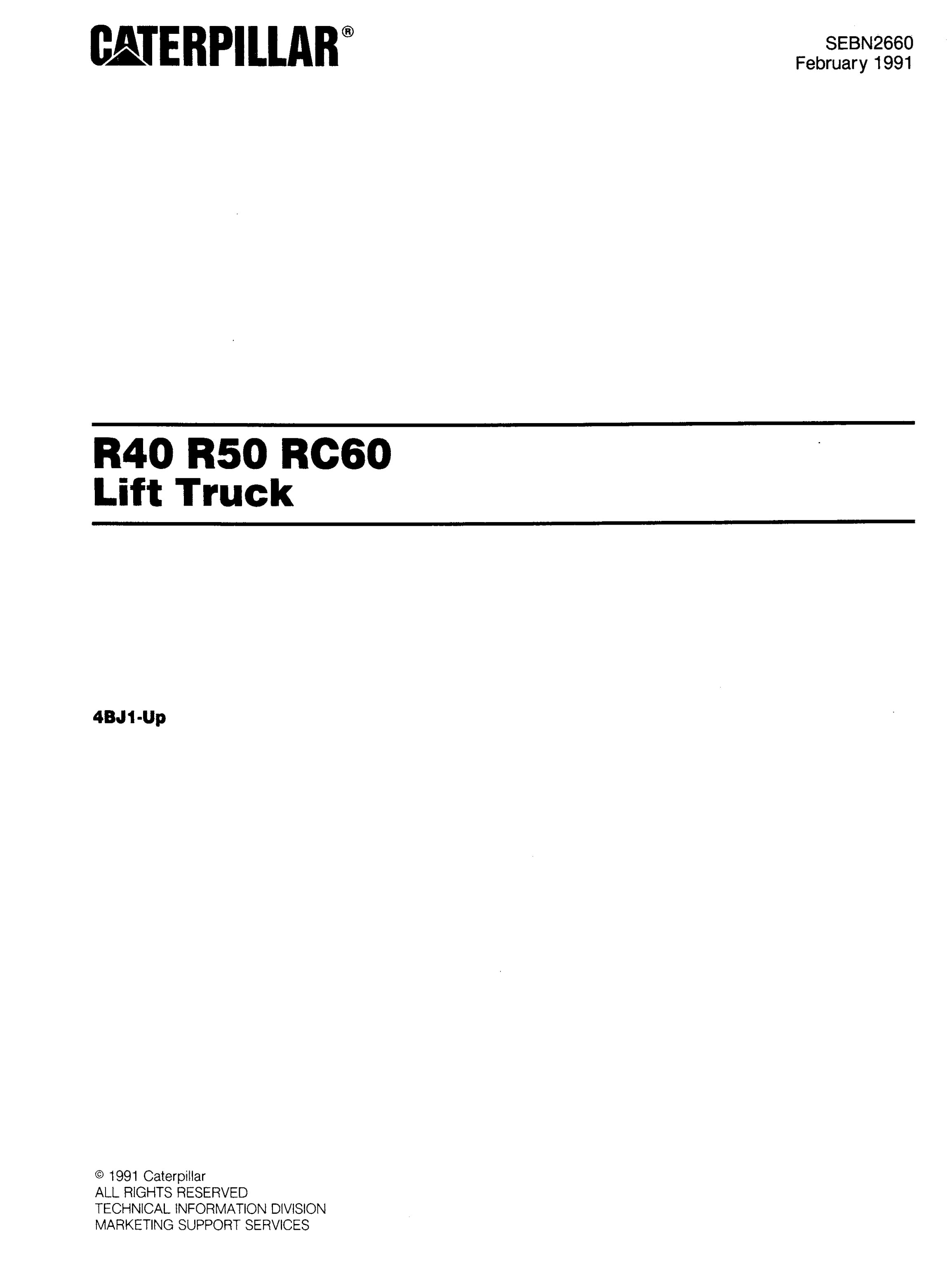 Caterpillar R40, R50, RC60 Lift Trucks Parts Manual SEBN2660