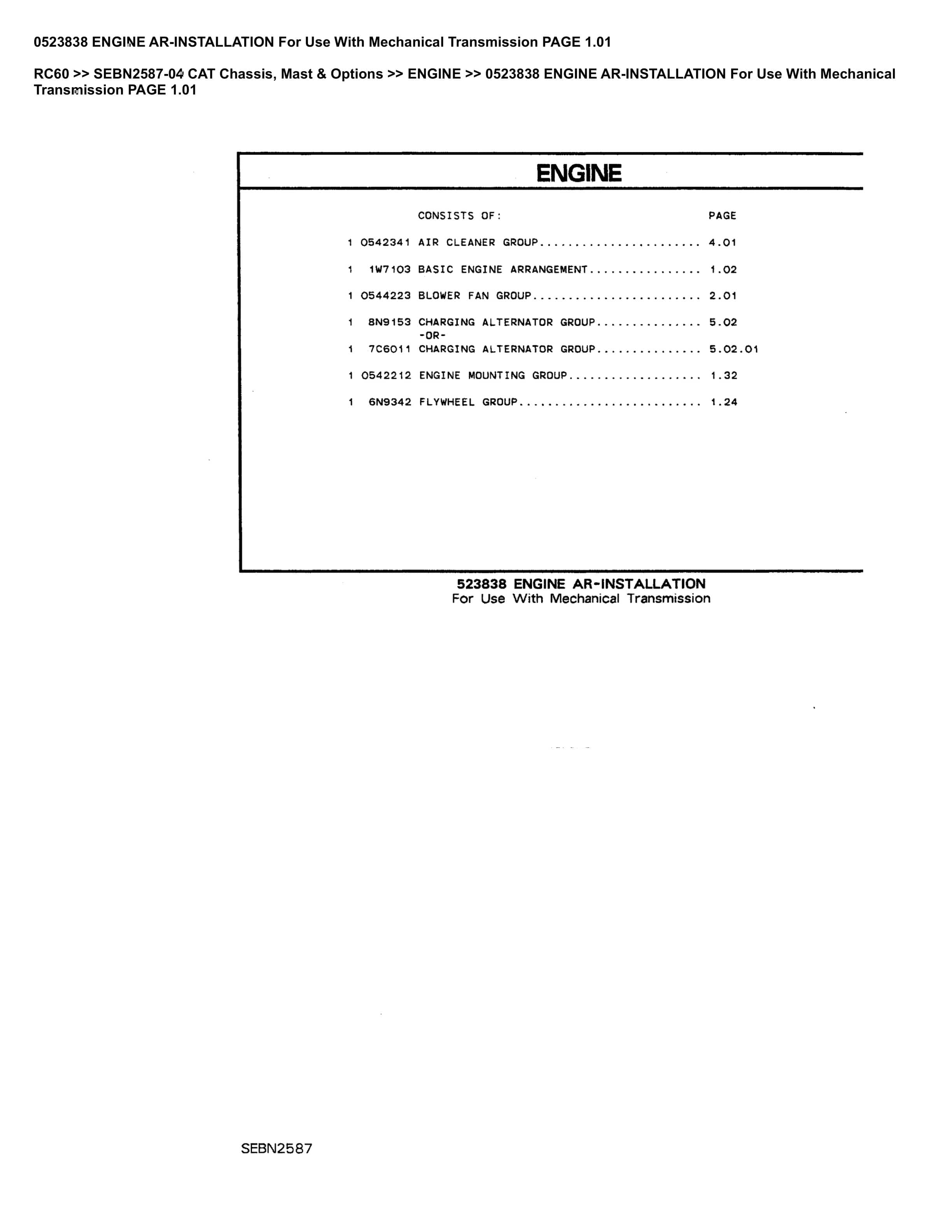 Caterpillar RC60 Parts Manual SEBN2587-04