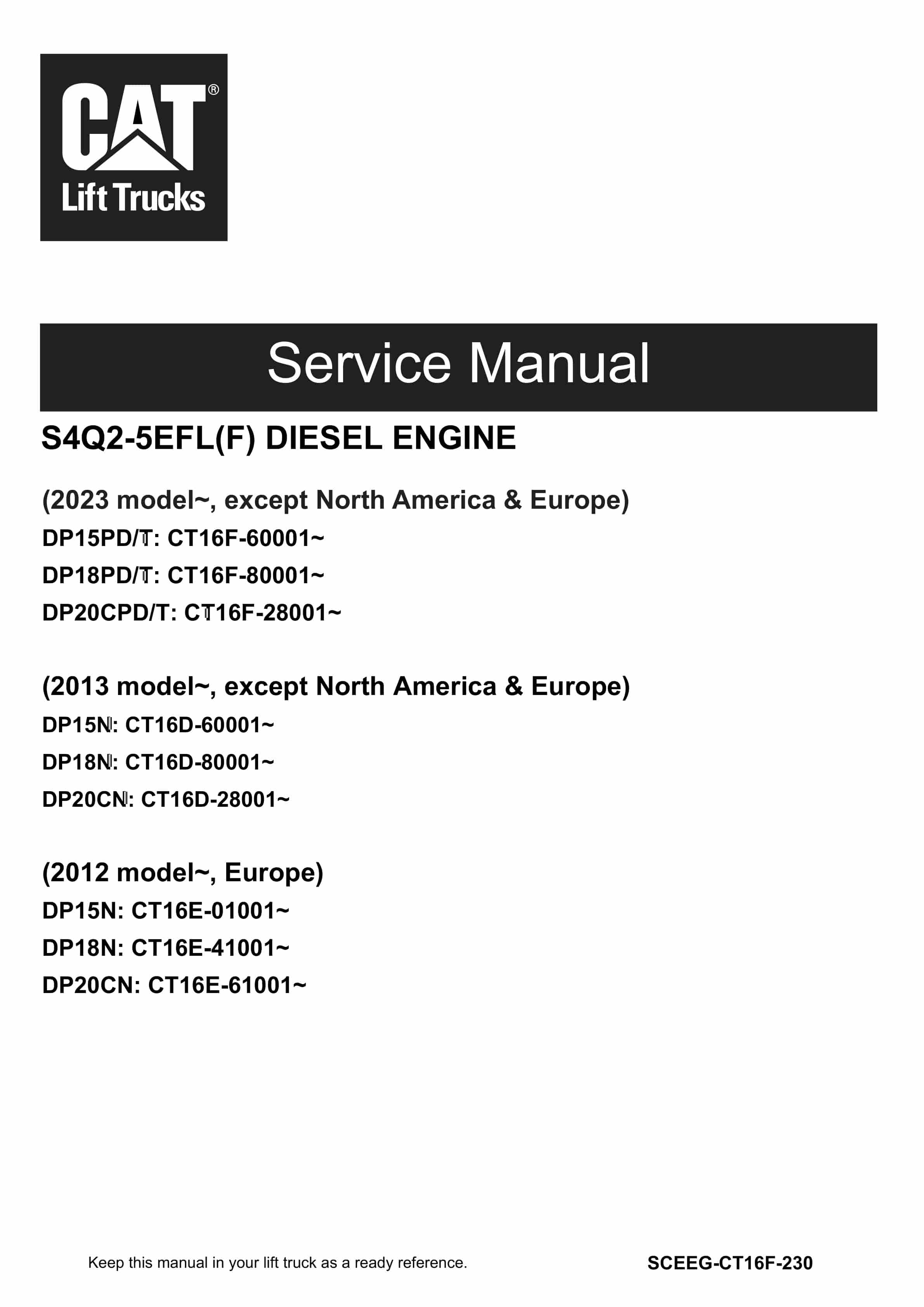 Caterpillar S4Q2-5EFL(F) Diesel Engine Service Manual SCEEG-CT16F-230