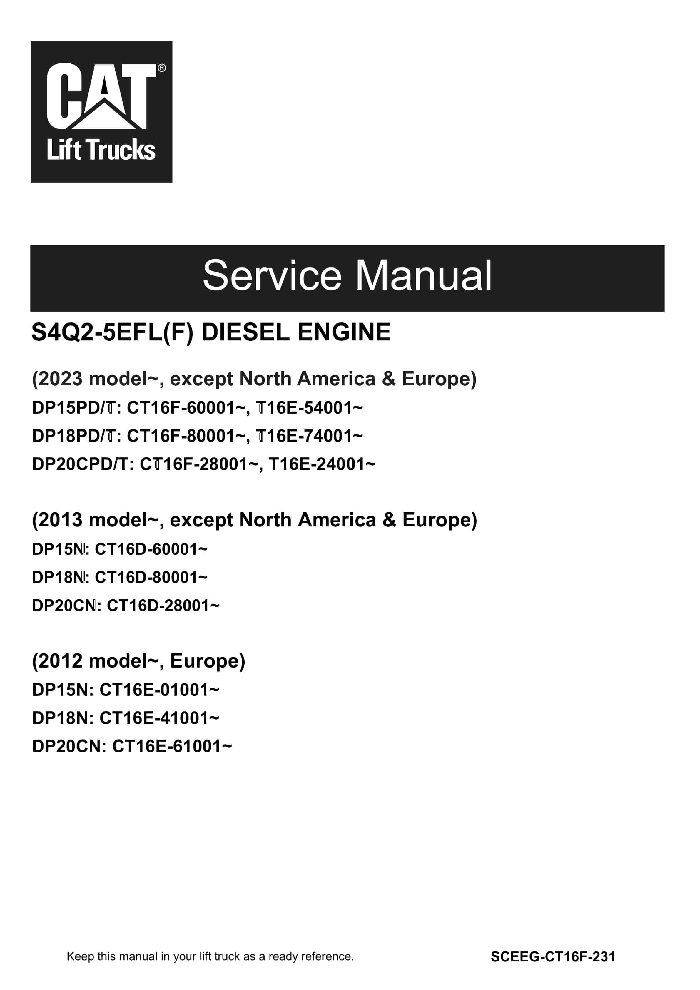 Caterpillar S4Q2-5EFL(F) Diesel Engine Service Manual SCEEG-CT16F-231