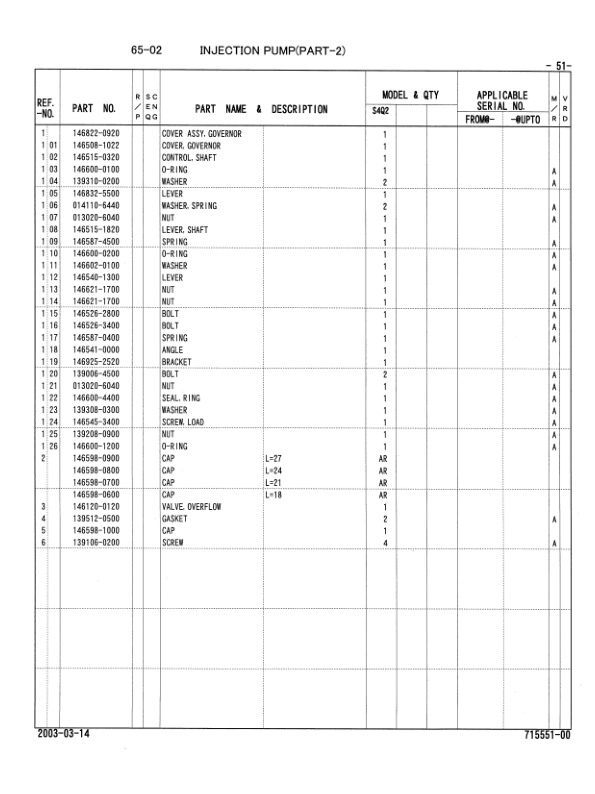 Caterpillar S4Q2 Diesel Engine Parts Manual 98715-55100-3